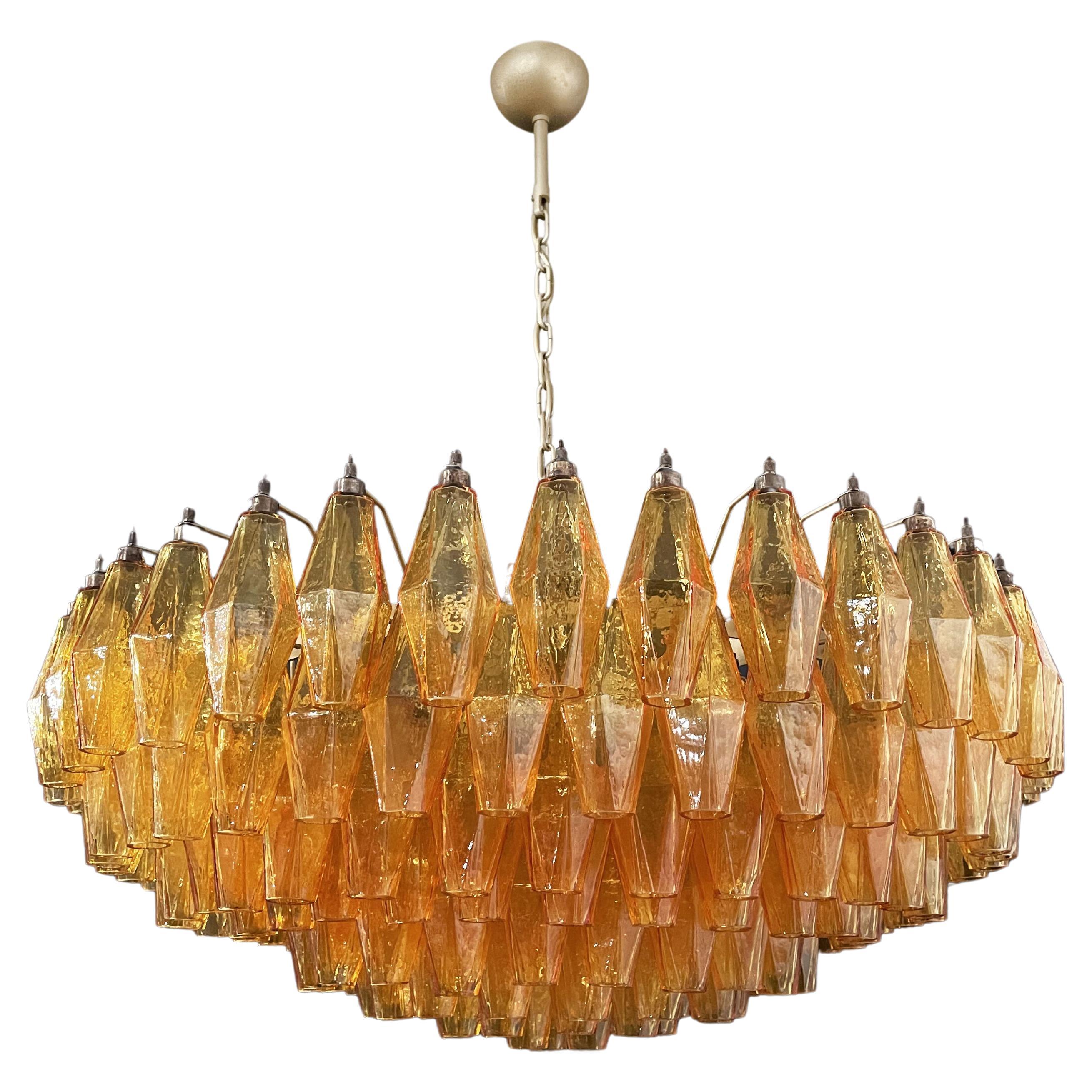 Incroyable candelier en verre de Murano, 185 Amber Poliedri