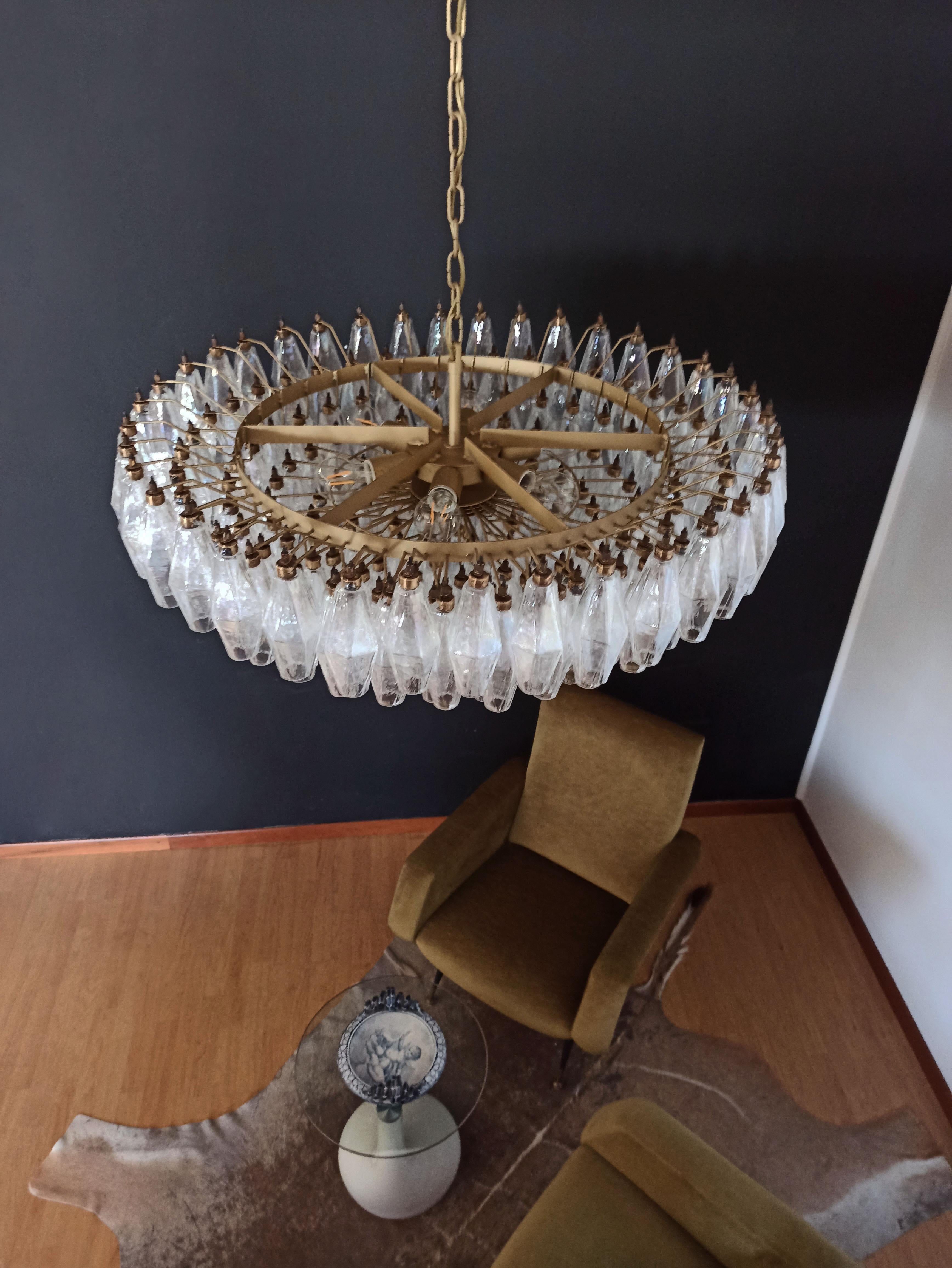 Mid-Century moderno Incredibile candeliere in vetro di Murano, 185 vetri iridescenti in vendita