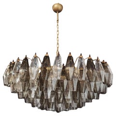 Amazing Murano Glass Candelier, 185 Poliedri Clear and Smoked