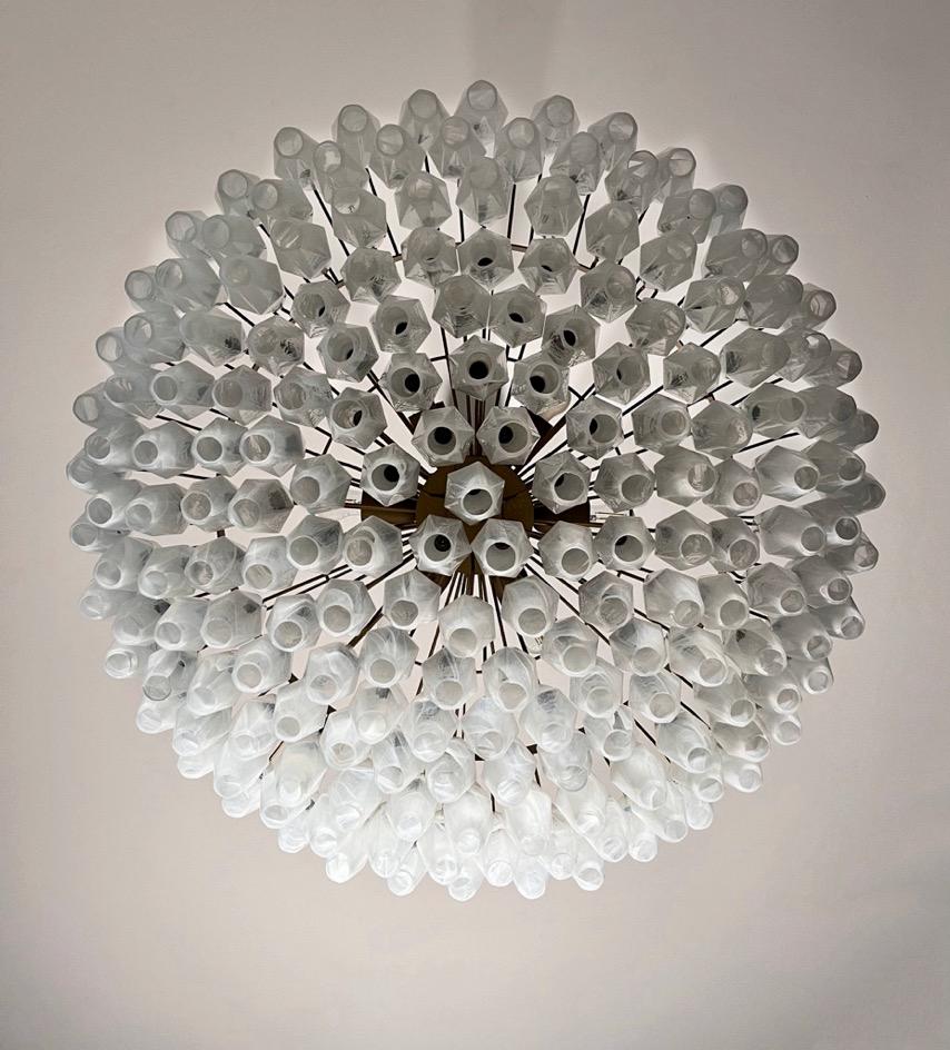 Amazing Murano glass Candelier - 185 poliedri white alabaster in vendita 3