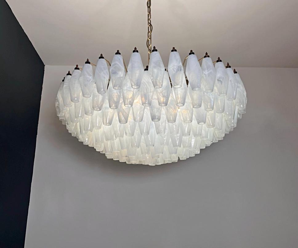 Amazing Murano glass Candelier - 185 poliedri white alabaster in vendita 5