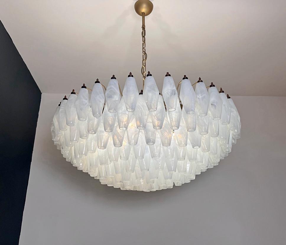 Amazing Murano glass Candelier - 185 poliedri white alabaster in vendita 6