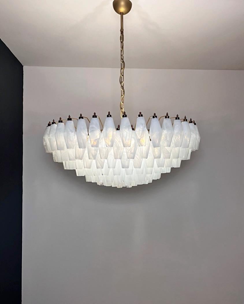 Amazing Murano glass Candelier - 185 poliedri white alabaster in vendita 7