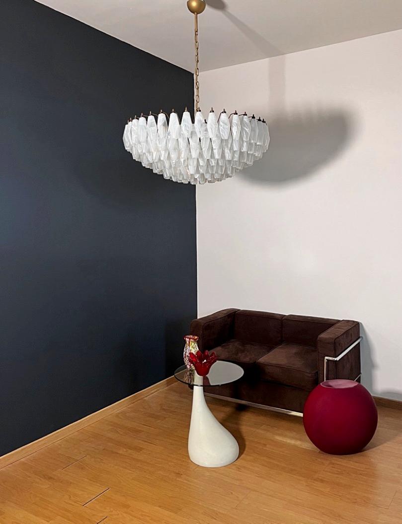 Italian Amazing Murano glass Candelier - 185 poliedri white alabaster in vendita