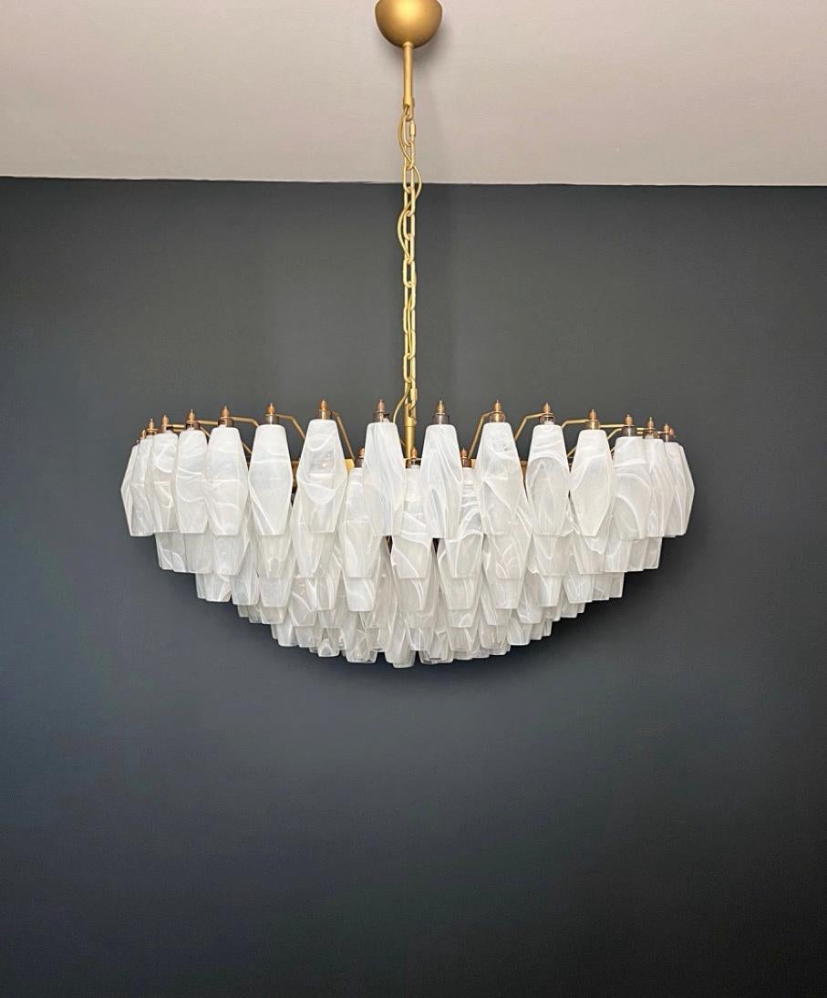 Amazing Murano glass Candelier - 185 poliedri white alabaster in vendita 1