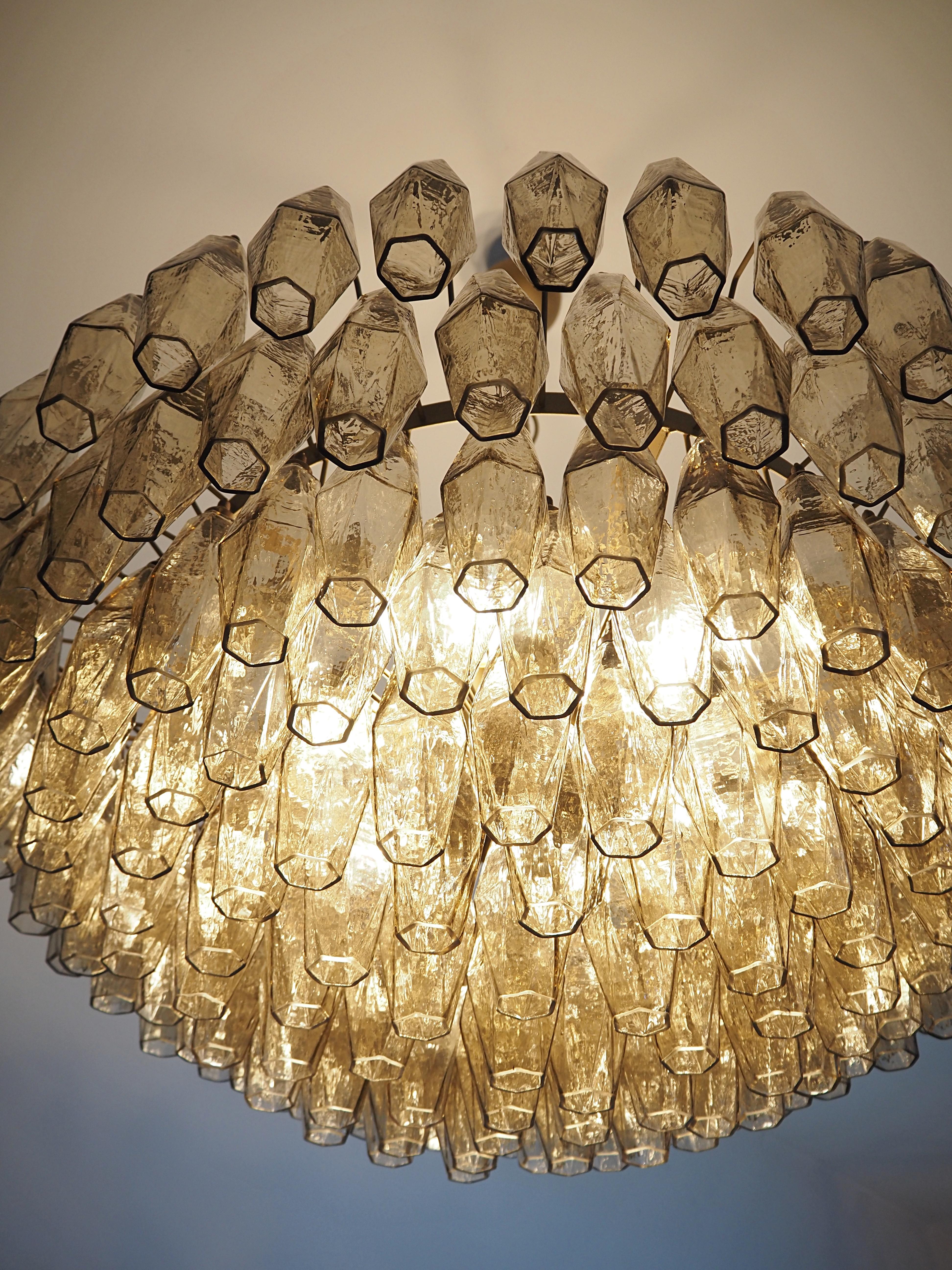 RESERVED: TWO --- Amazing Murano glass Candelier - 185 smoked polyhedra 4