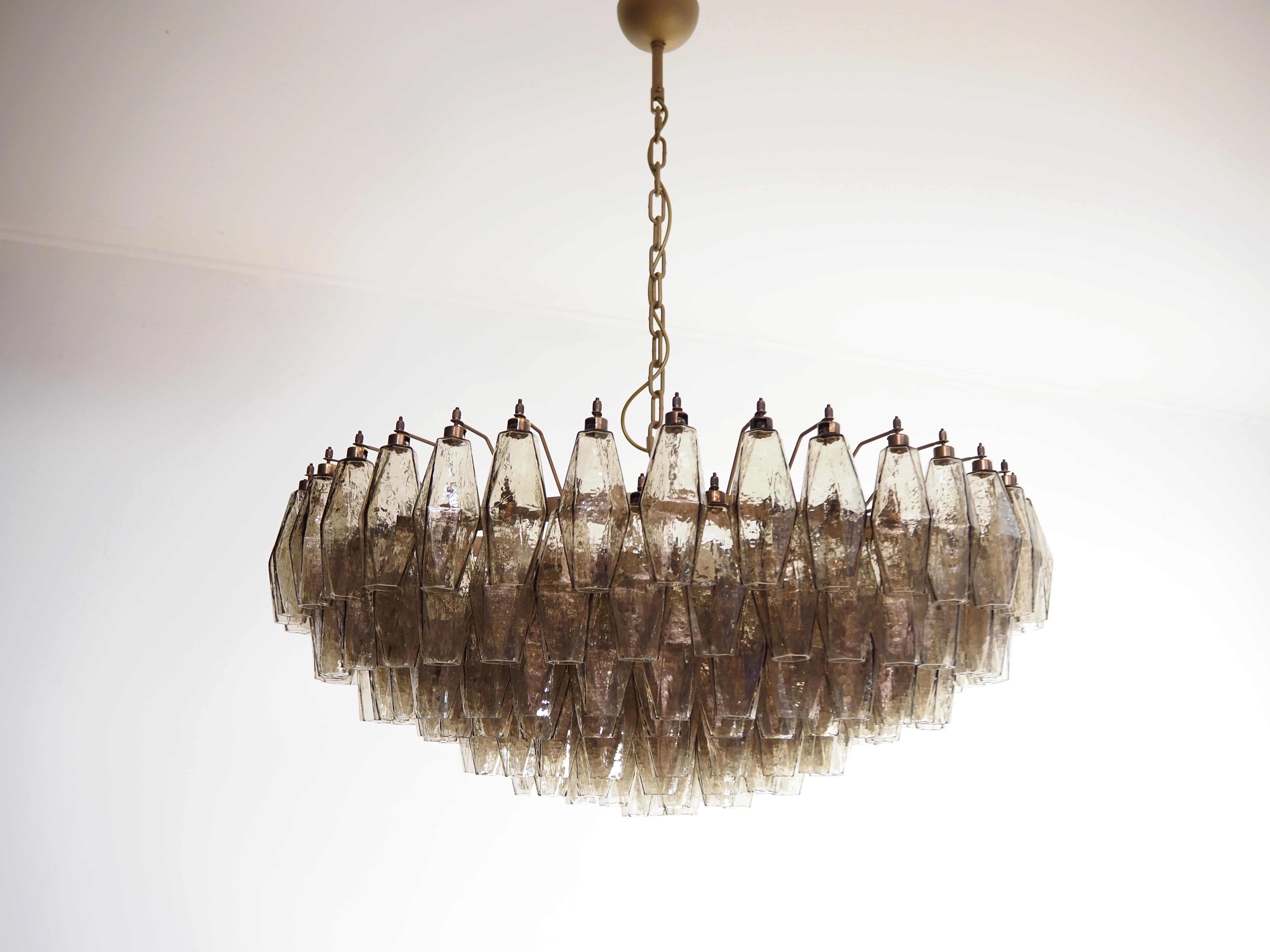 Amazing Murano glass Candelier - 185 smoked polyhedra 6