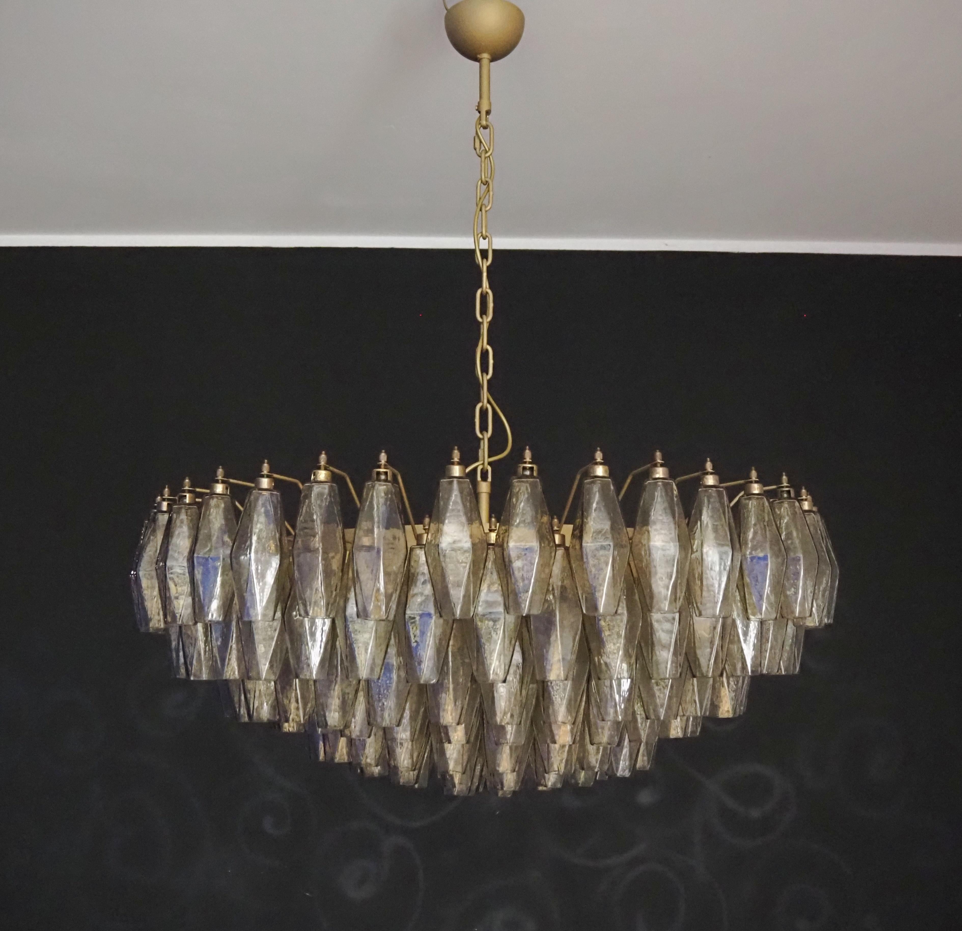 Amazing Murano glass Candelier - 185 smoked polyhedra 9