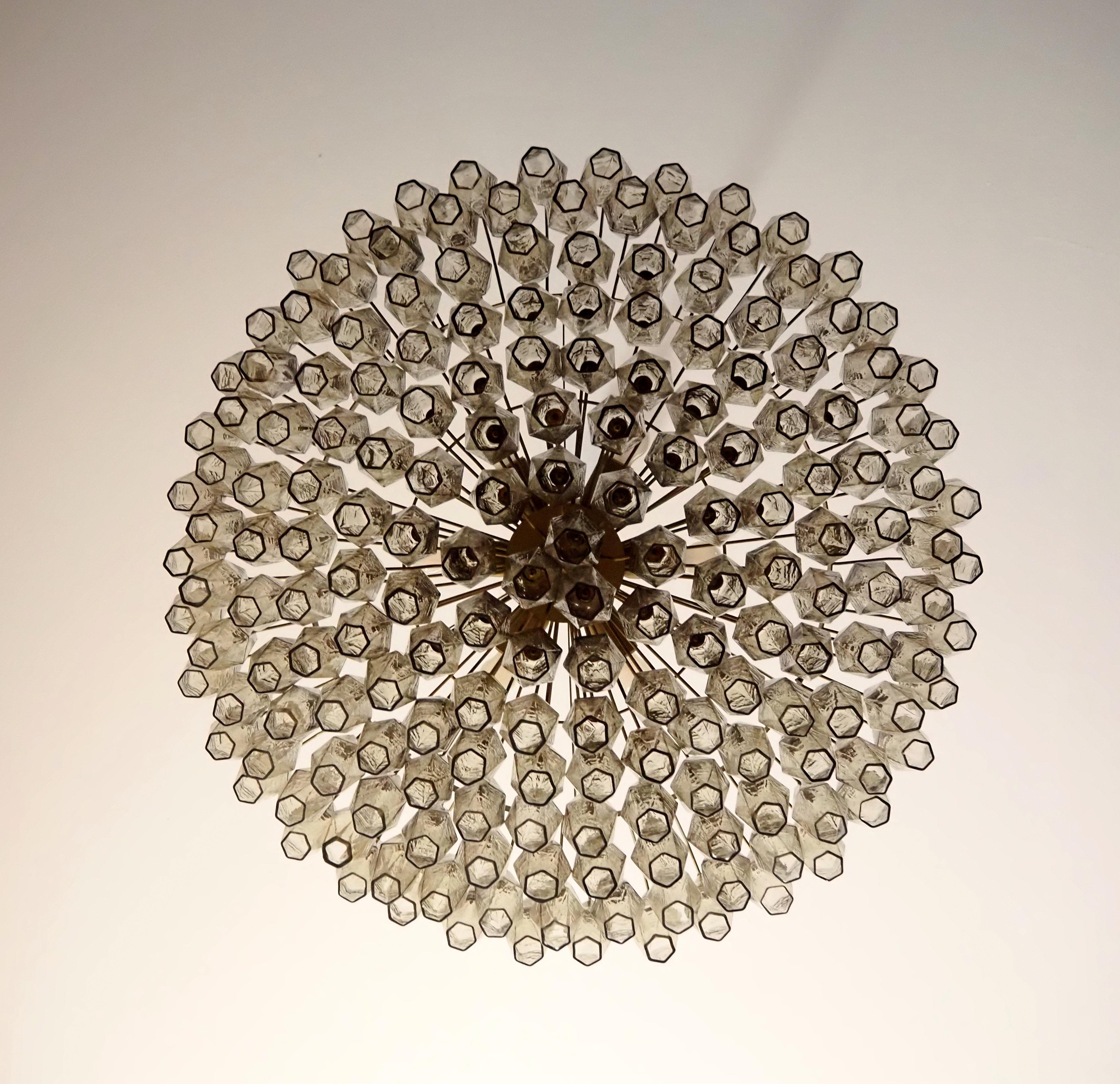 Amazing Murano glass Candelier - 185 smoked polyhedra 10