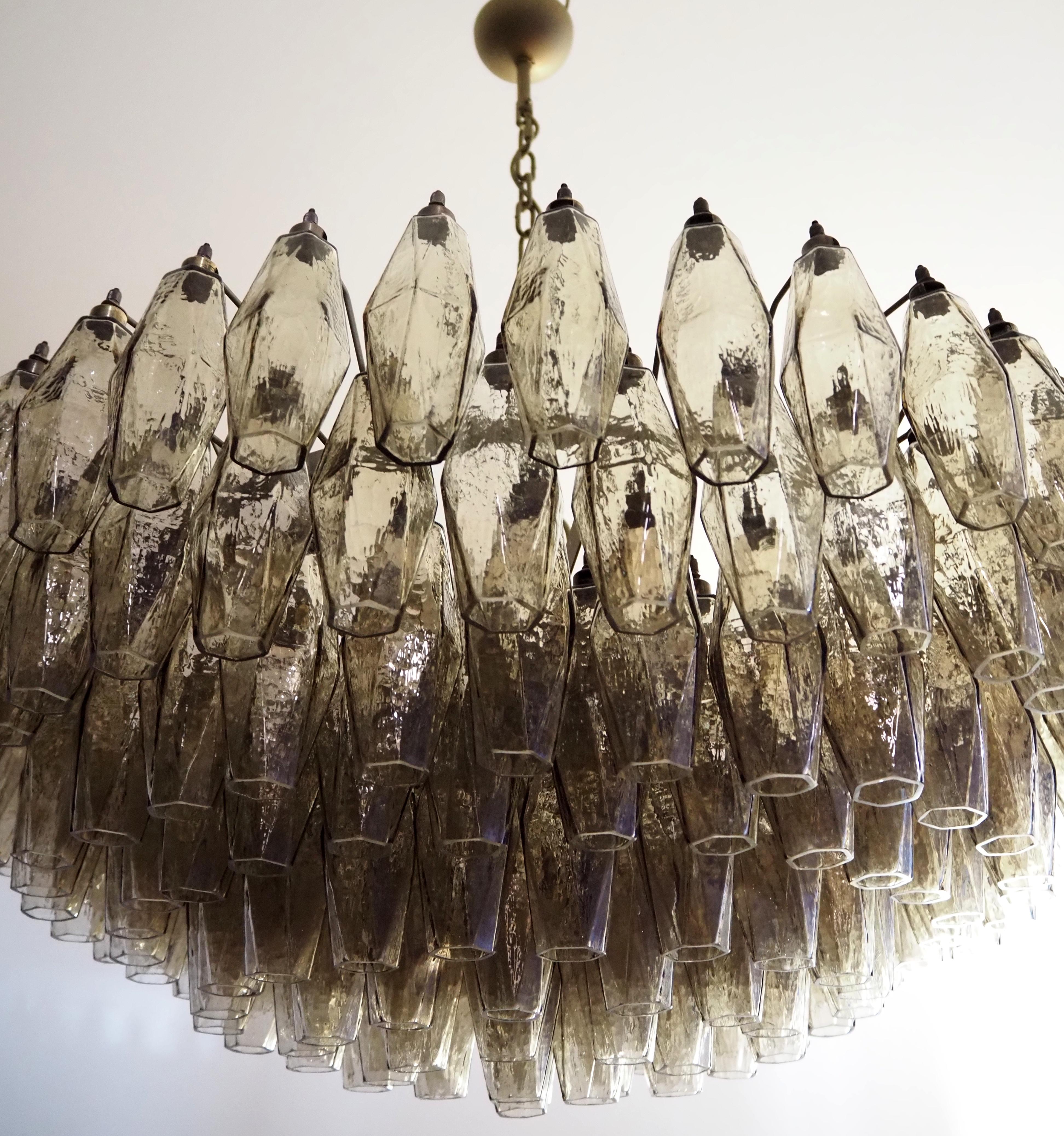 RESERVED: TWO --- Amazing Murano glass Candelier - 185 smoked polyhedra 10