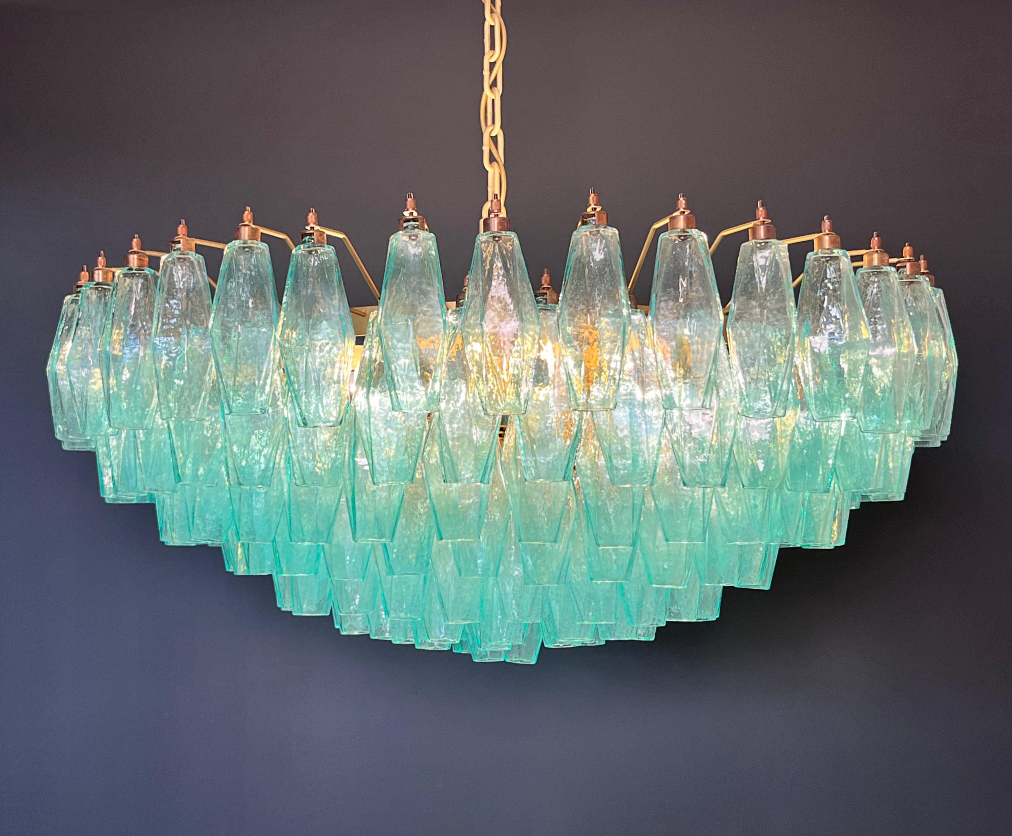 Asombroso candelabro de cristal de Murano - 185 poliedros turquesa en venta 10