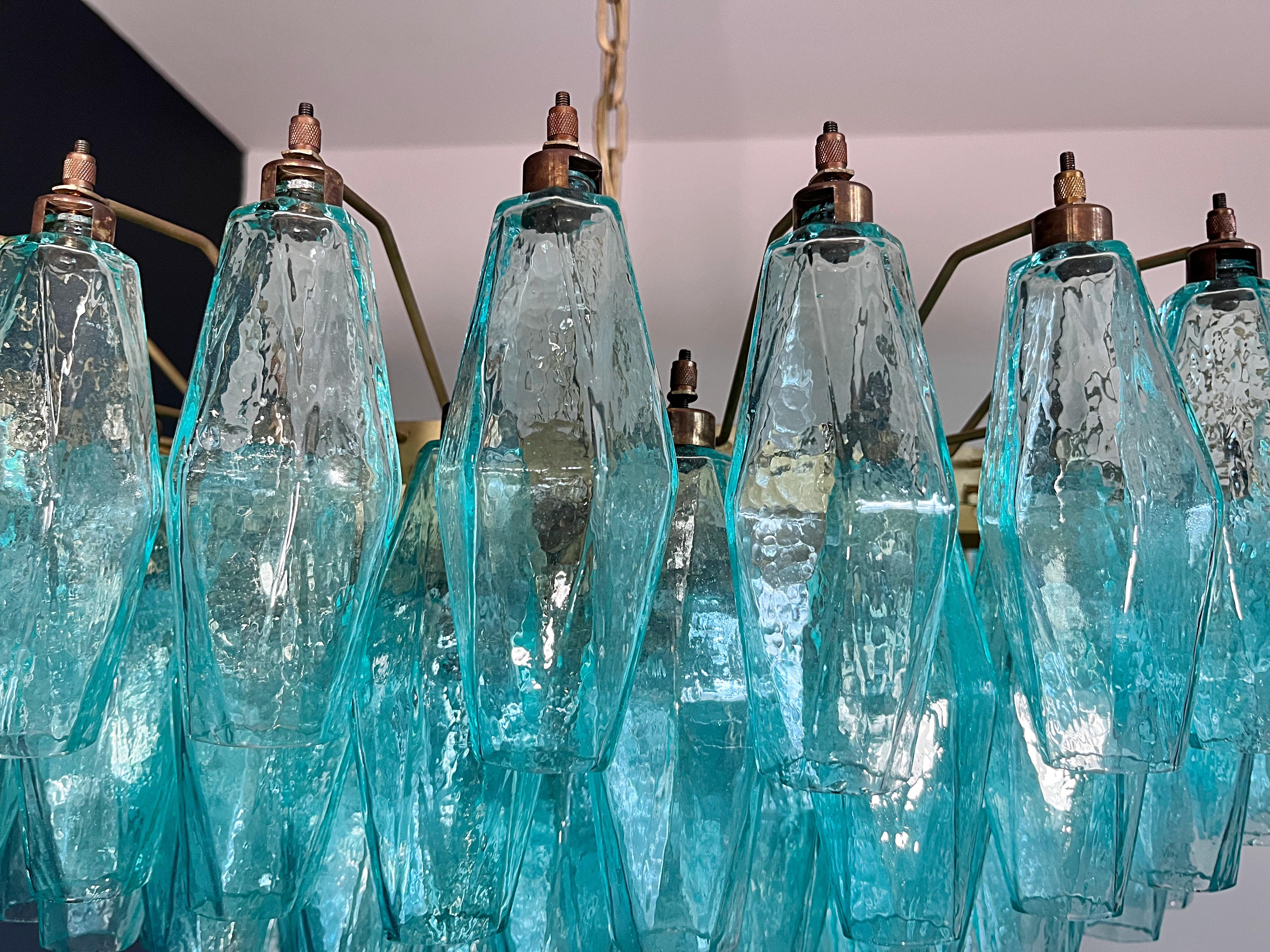 Asombroso candelabro de cristal de Murano - 185 poliedros turquesa en venta 1