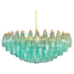 Amazing Murano glass Candelier - 185 turquoise polyhedra