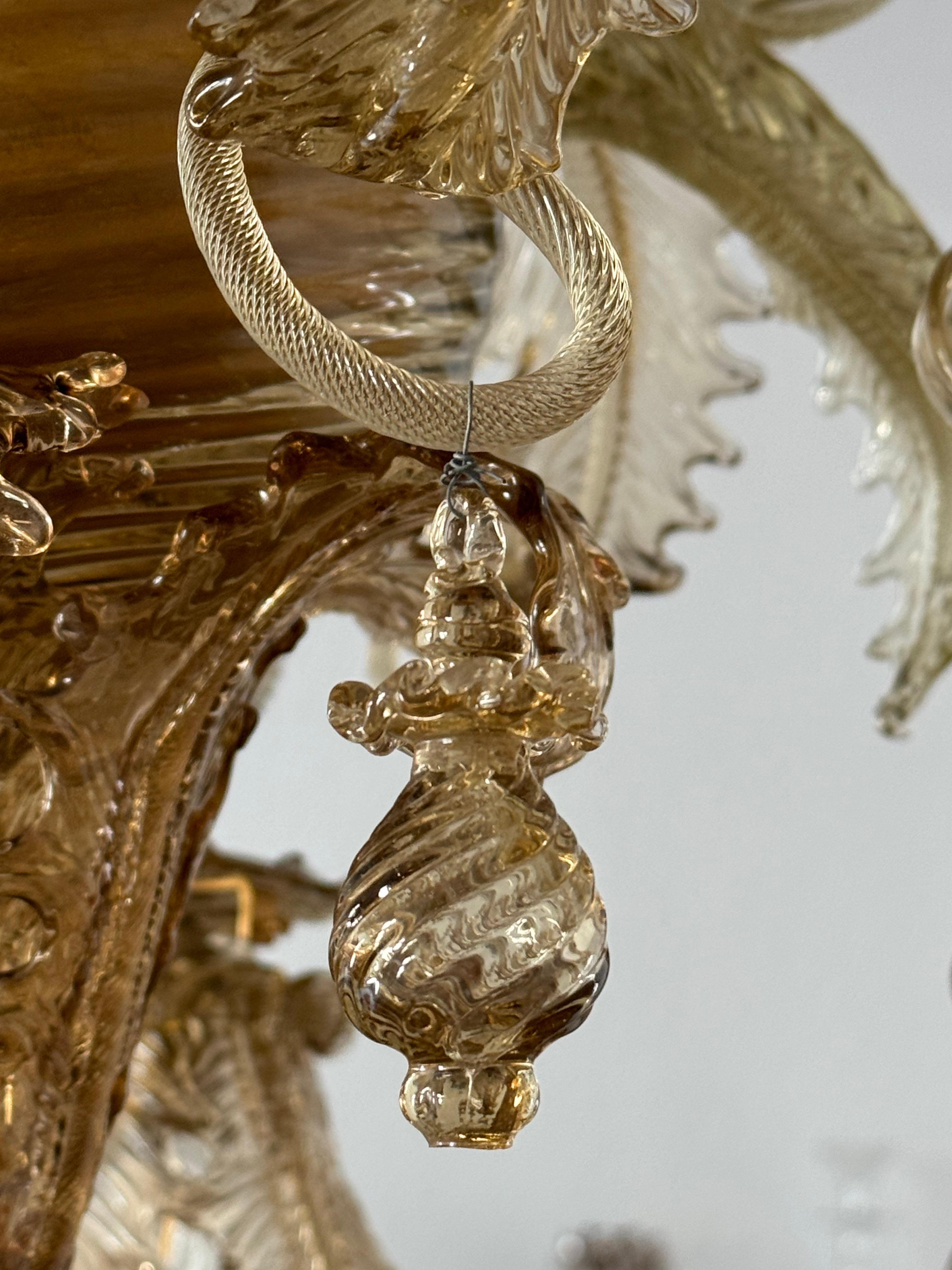  Exceptional Murano Glass Chandelier by Barovier Toso, Italy, 1940s For Sale 7