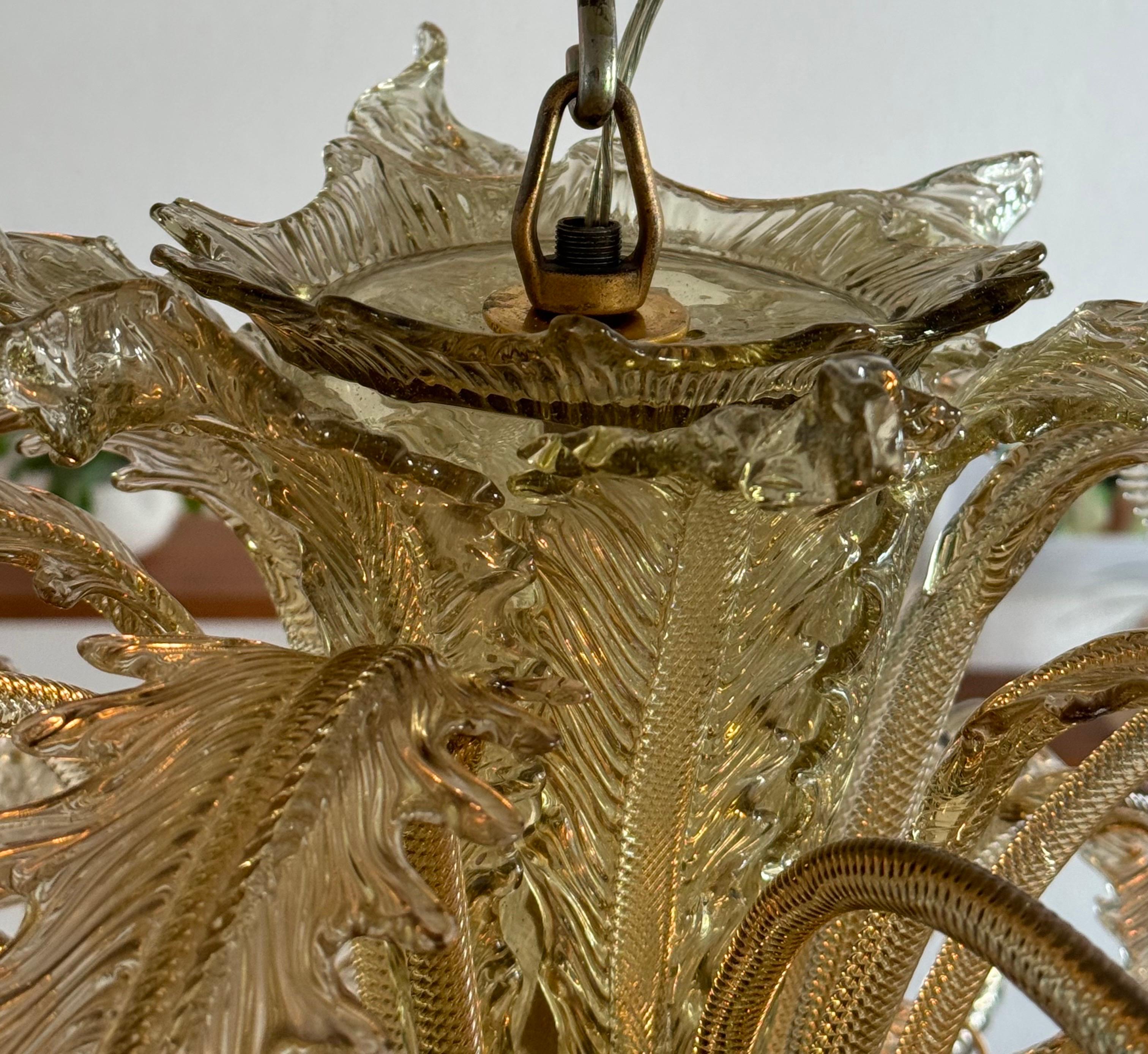  Exceptional Murano Glass Chandelier by Barovier Toso, Italy, 1940s For Sale 10