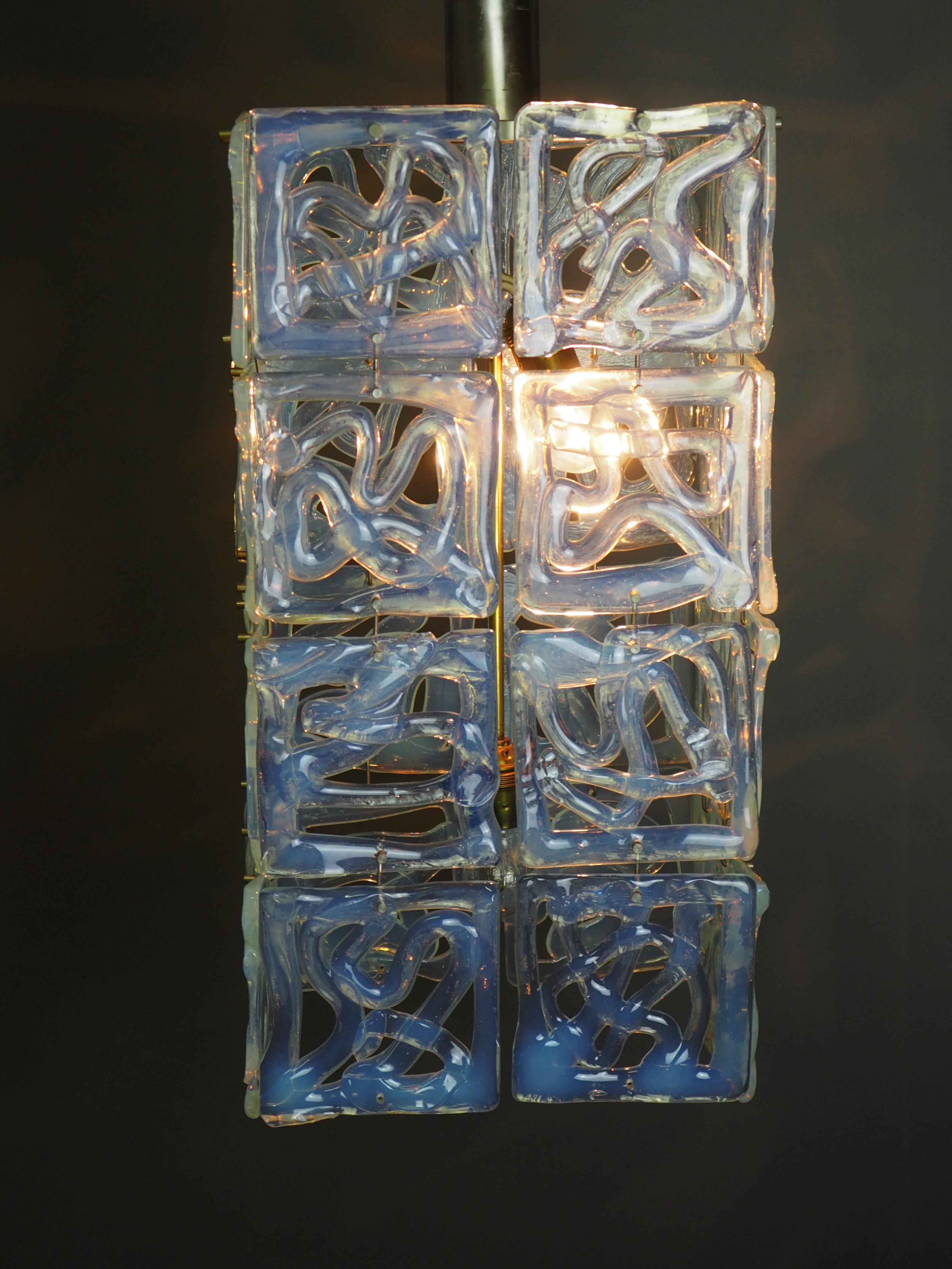 Rare Opaline Murano Glass Chandelier Attr. to  Carlo Nason for Mazzega,  1960s For Sale 5