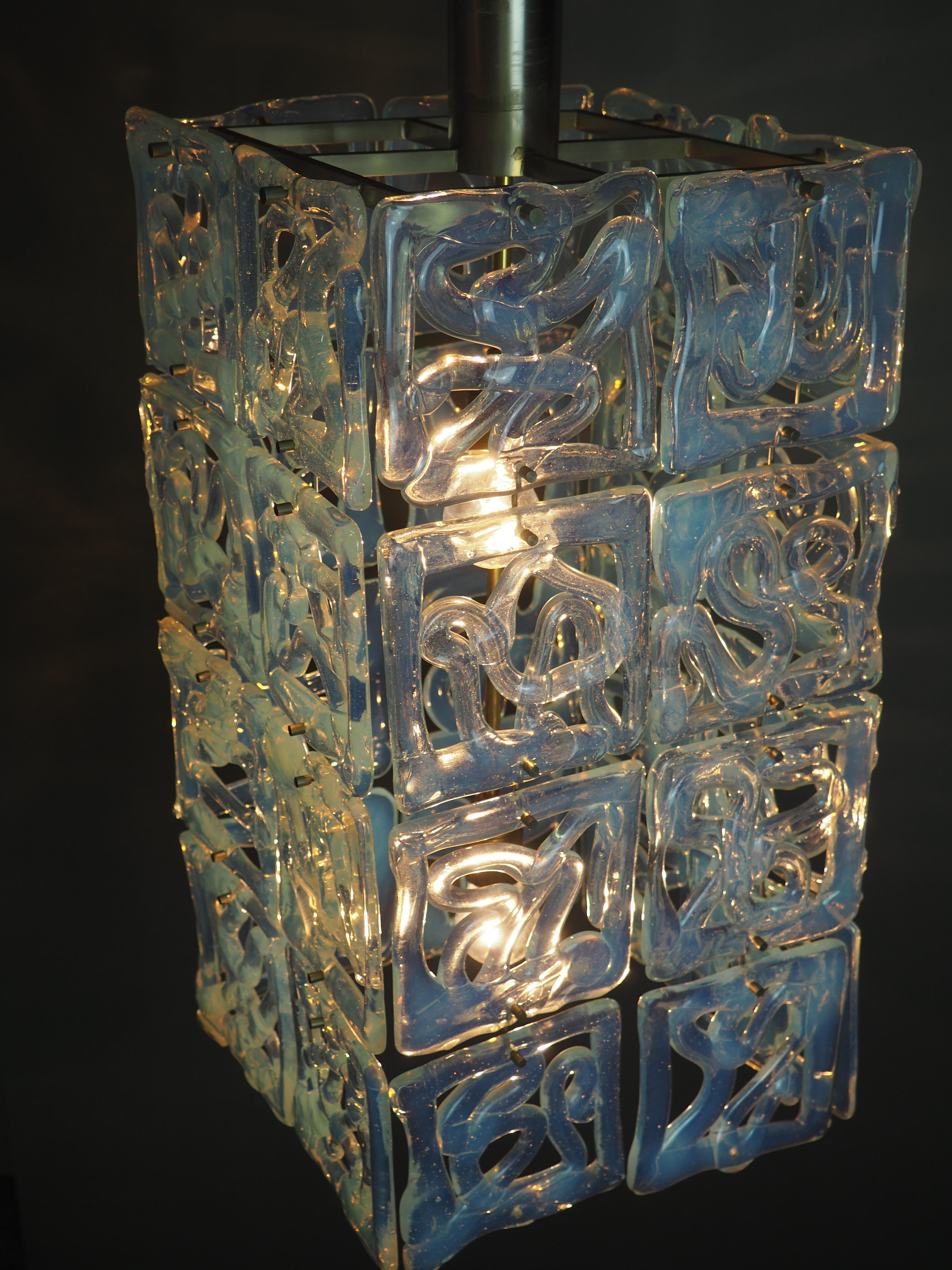 Rare Opaline Murano Glass Chandelier Attr. to  Carlo Nason for Mazzega,  1960s For Sale 1