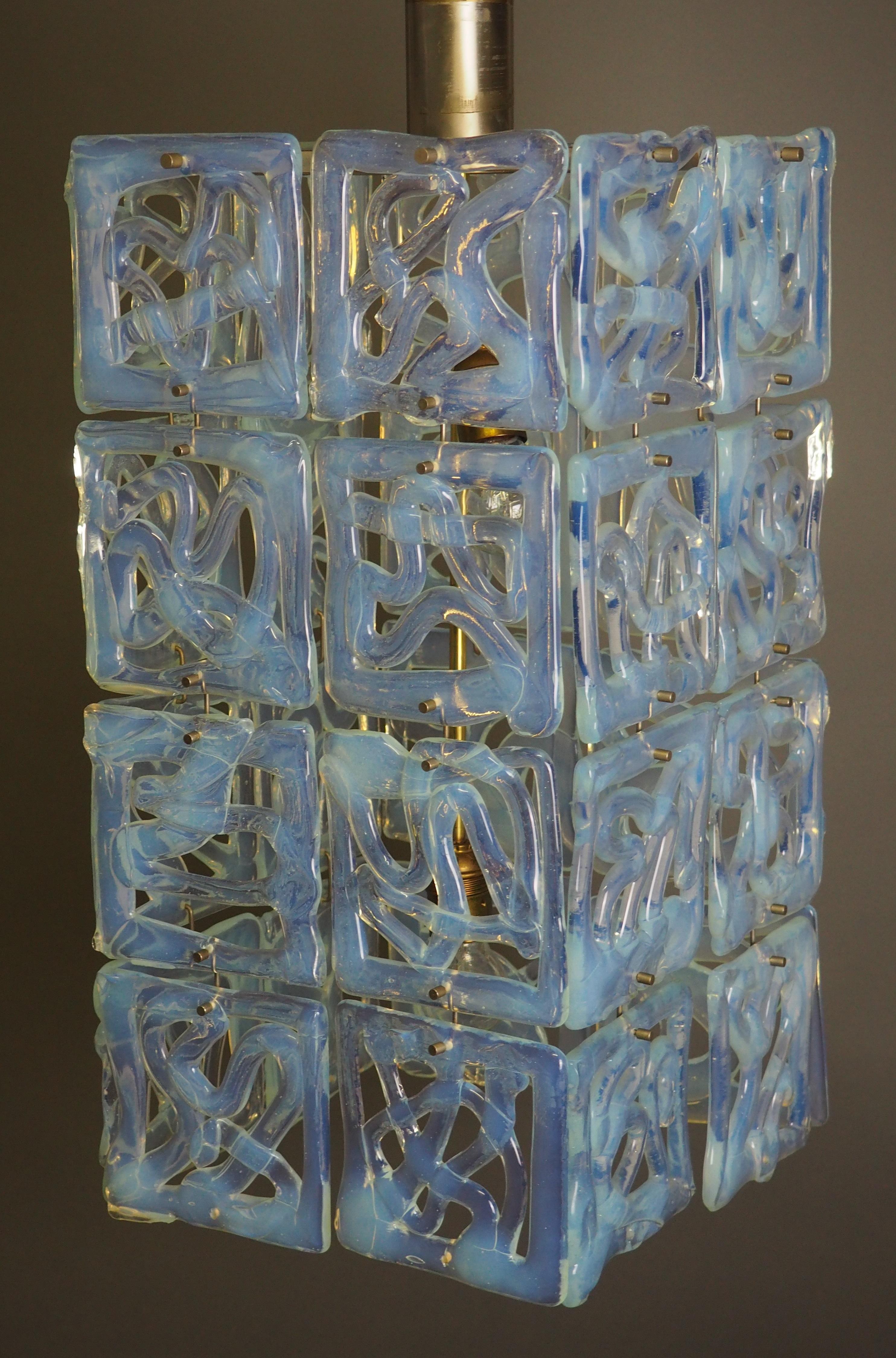 Rare Opaline Murano Glass Chandelier Attr. to  Carlo Nason for Mazzega,  1960s For Sale 2
