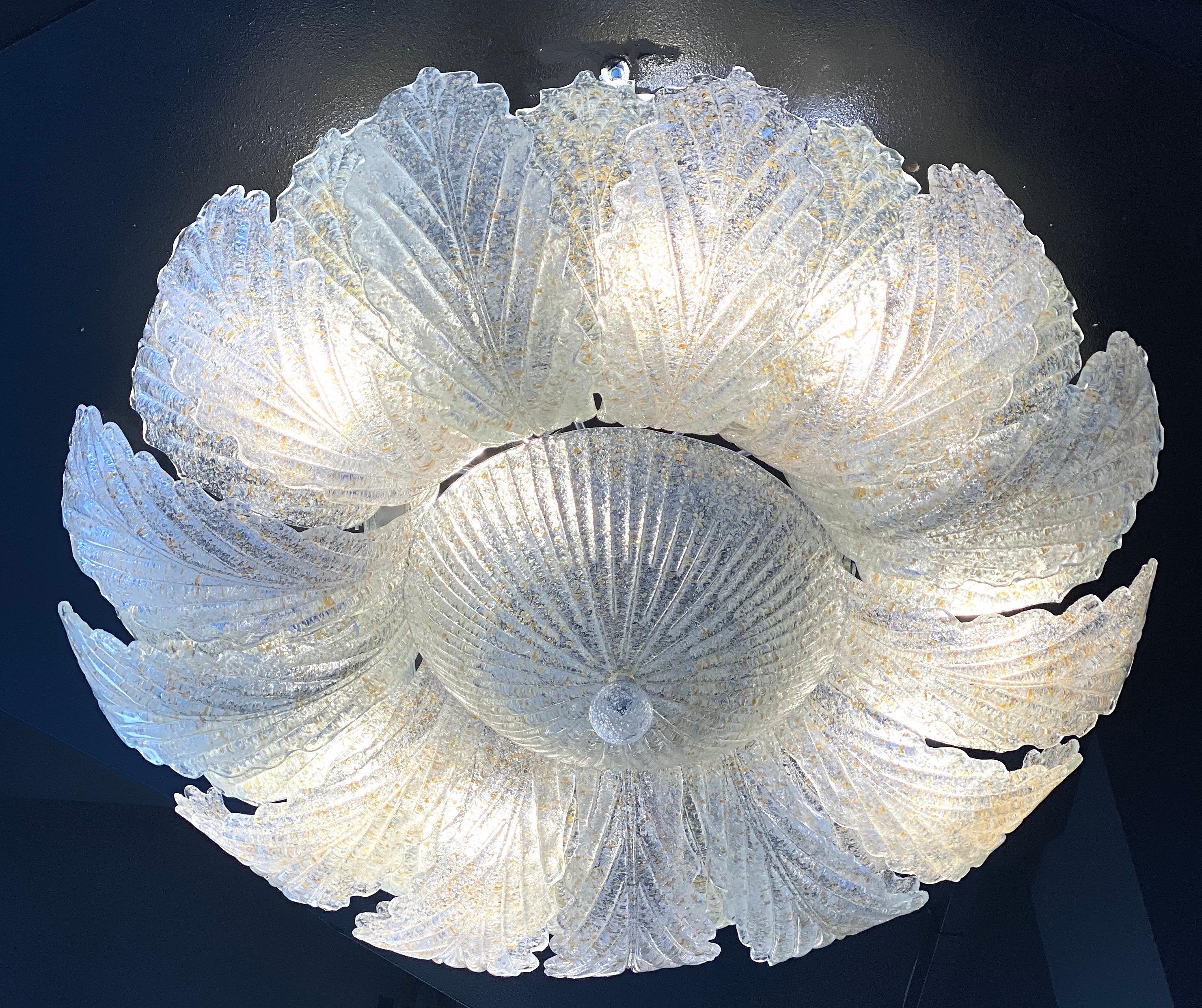 Amazing Murano Glass Leave Flush Mount or Ceiling Light For Sale 9