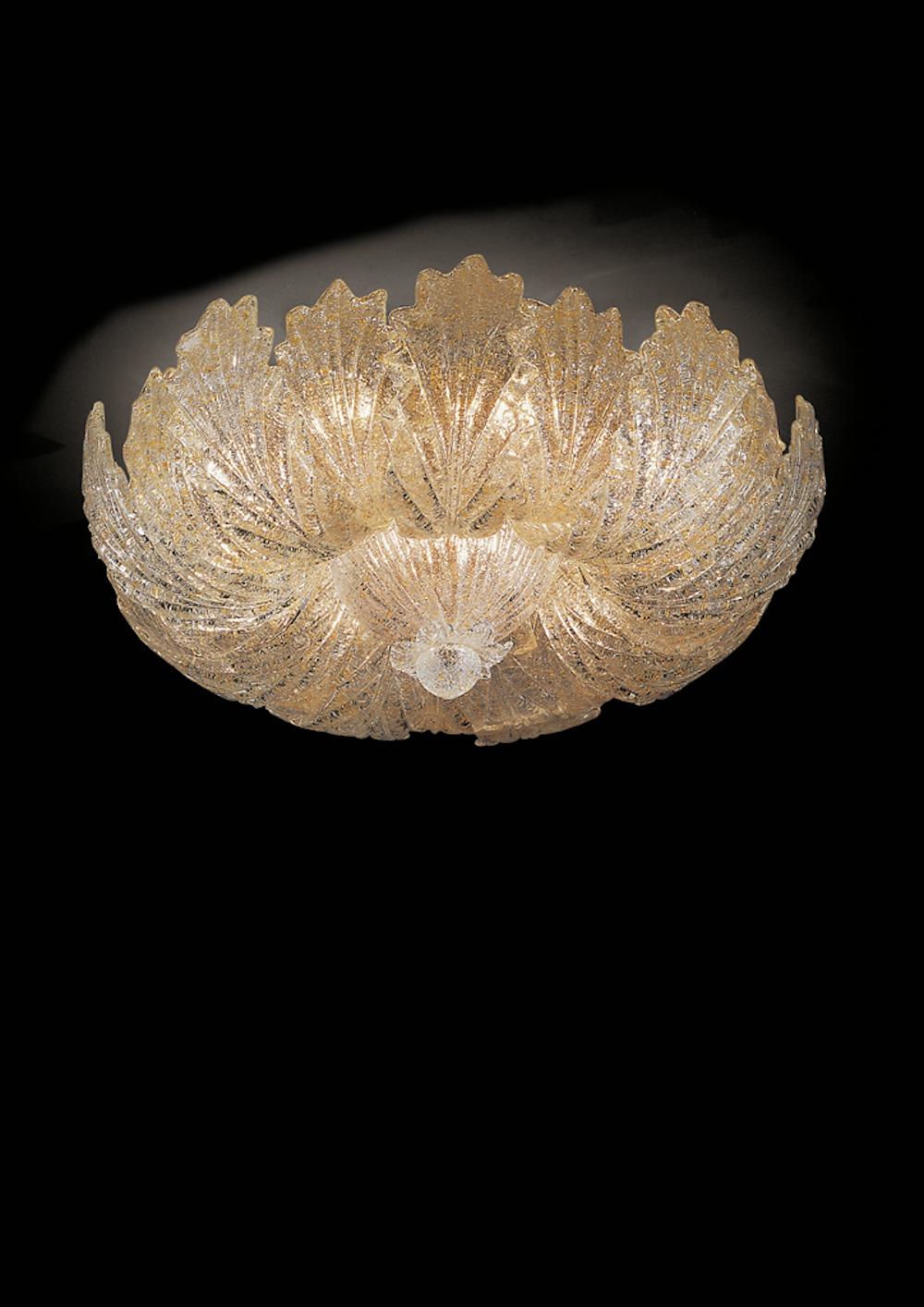 Contemporary Amazing Murano Glass Leave Flush Mount or Ceiling Light For Sale