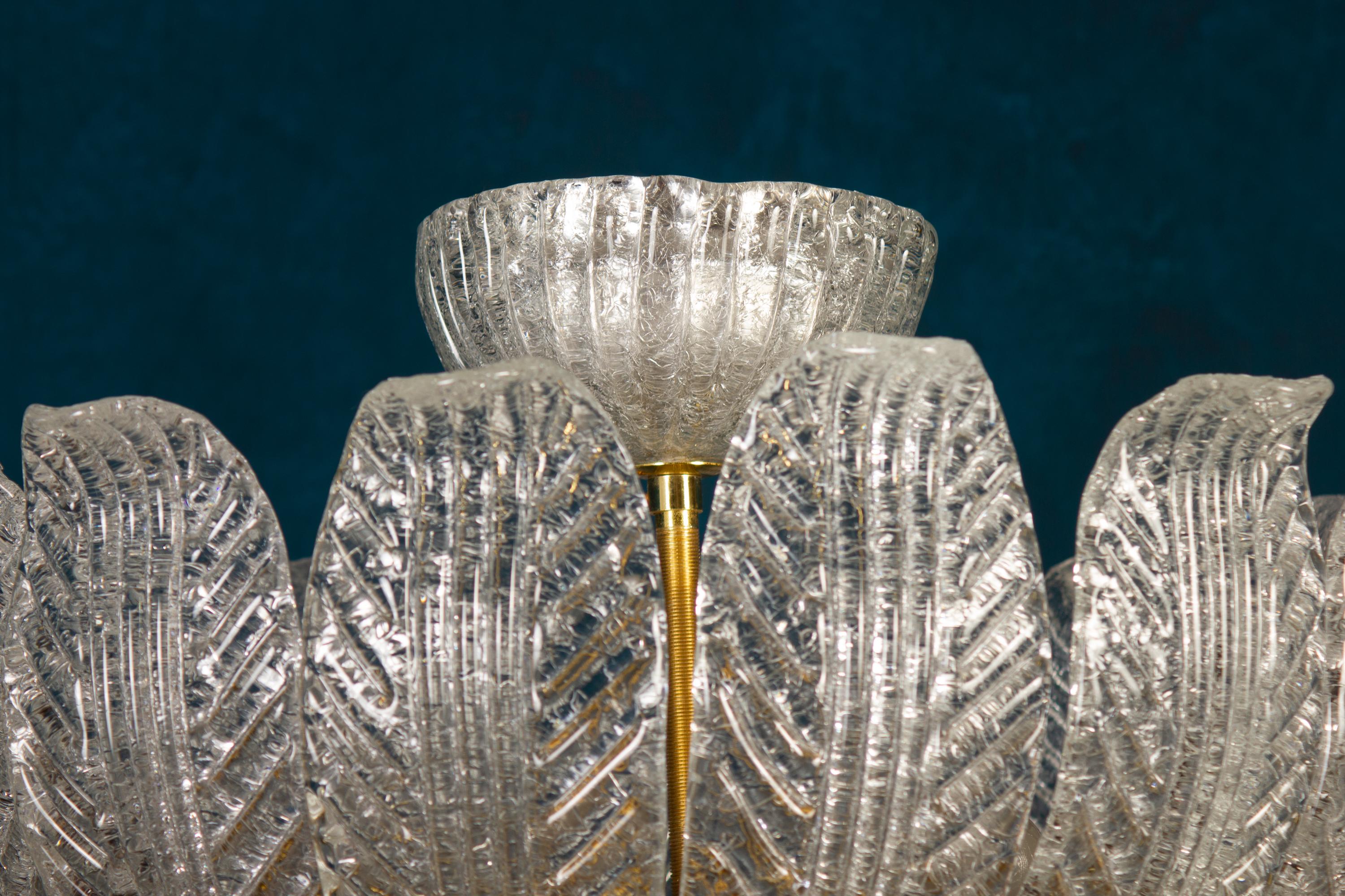 20th Century Amazing Murano Glass Leaves Chandelier, 1970'
