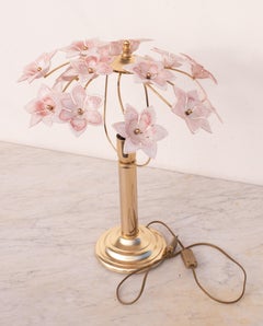 Amazing Murano Table Light Pink Flowers, 1980s