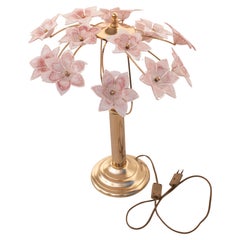 Vintage  Amazing Murano Table Light Pink Flowers, 1980s