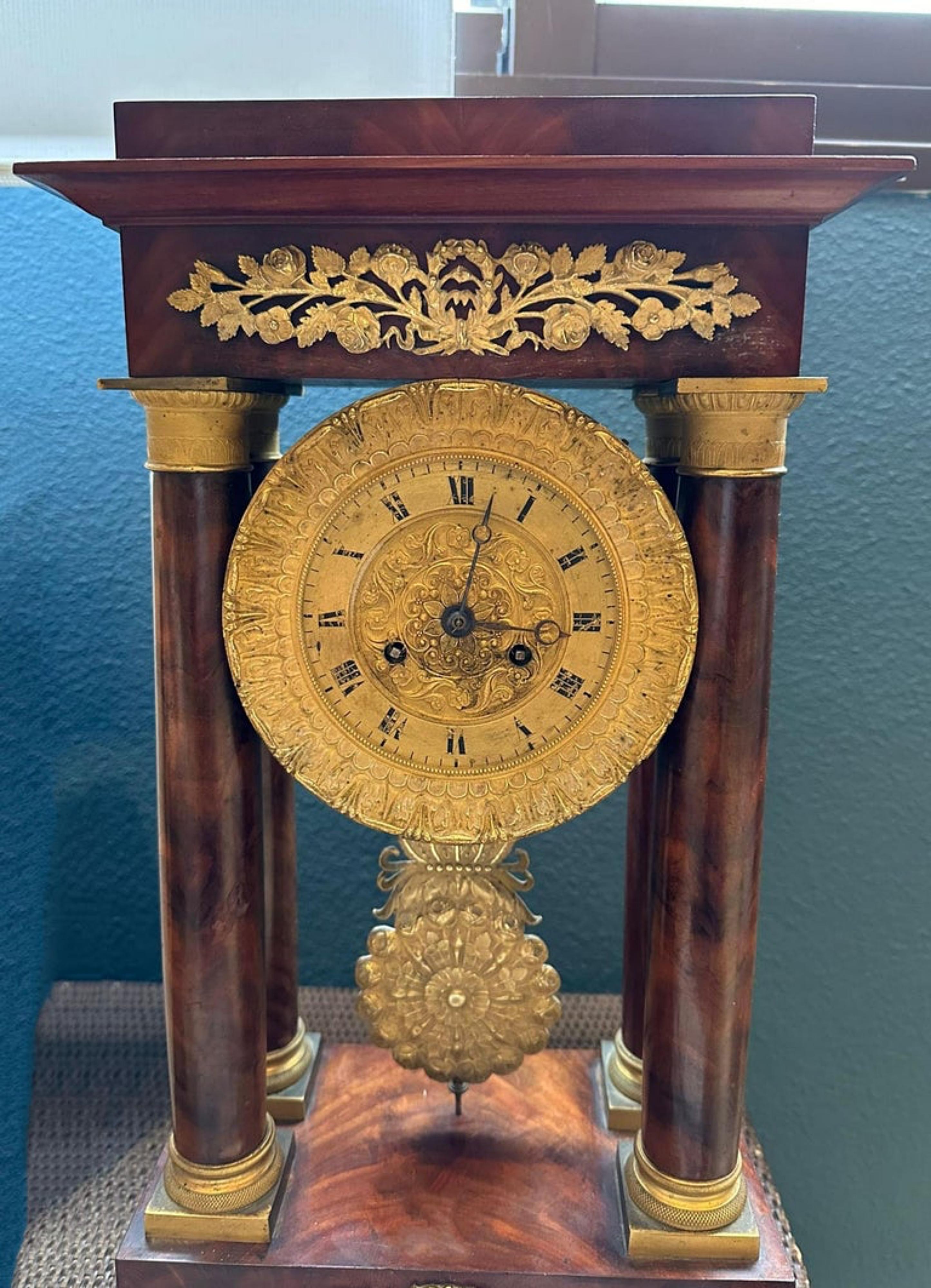 Hand-Crafted Amazing Napoleon III Clock Empire French 19th Century For Sale