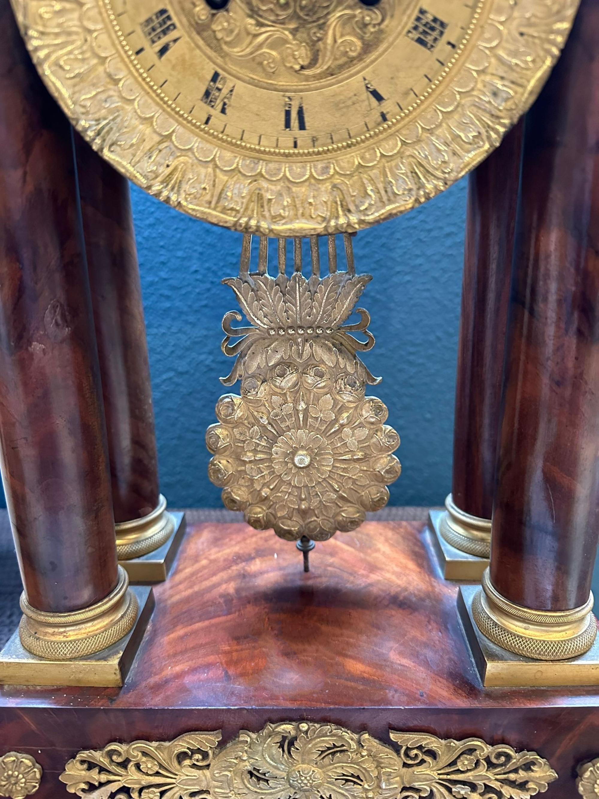 Bronze Amazing Napoleon III Clock Empire French 19th Century For Sale