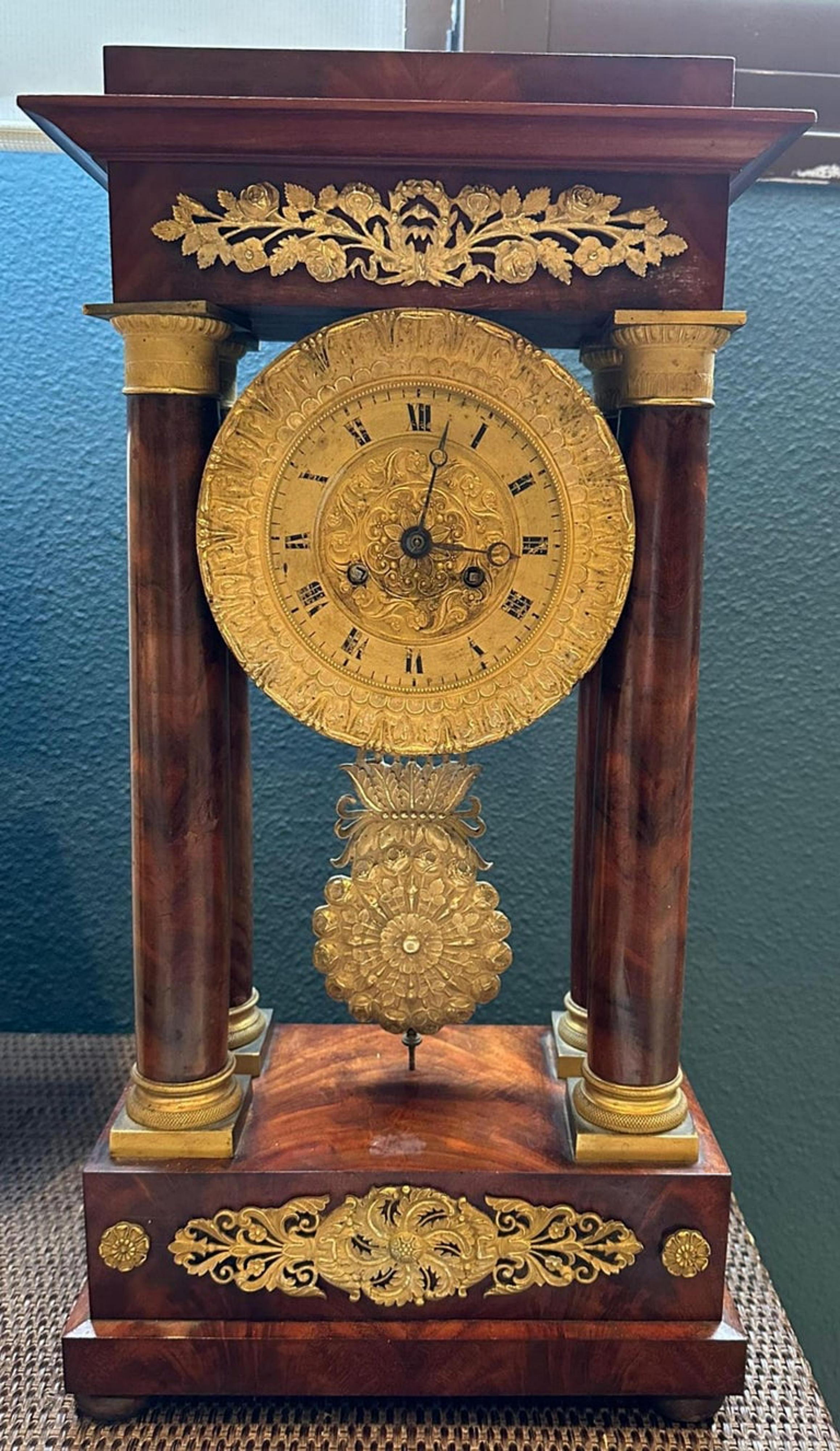Bronze Amazing Napoleon III Clock Empire French 19th Century For Sale