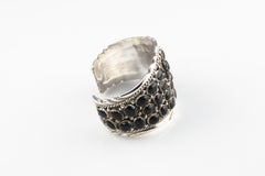 Amazing Native American Vintage Navajo Silver and Onyx Cuff Bracelet, Size 7