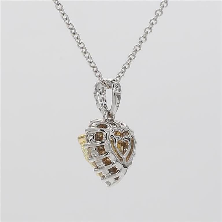 natürlicher gelber herzförmiger und weißer Diamant .90 Karat TW Gold Tropfenanhänger (Herzschliff)