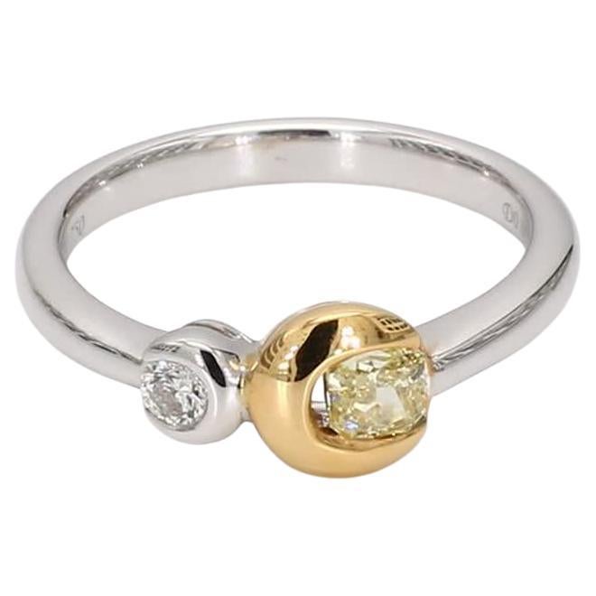 Natural Yellow Radiant and White Diamond .36 Carat TW Gold Wedding Band For Sale