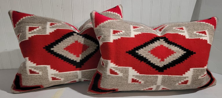 Amazing Navajo Weaving Kidney Pillows, Pair For Sale