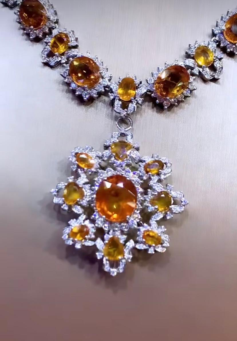 AIG certifié 60.72  Collier en or 18 carats avec saphirs et diamants de 9,27 carats Neuf - En vente à Massafra, IT
