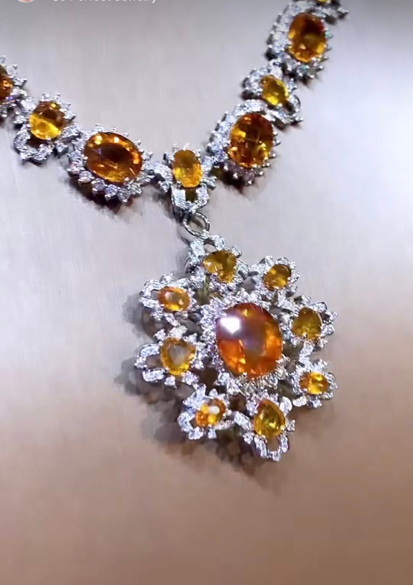 Women's AIG Certified 60.72  Carats Sapphires Diamonds 9.27 Carats 18k Gold Necklace For Sale