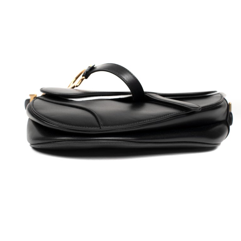 Amazing NEW Christian Dior Saddle bag in box black calfskin, golden