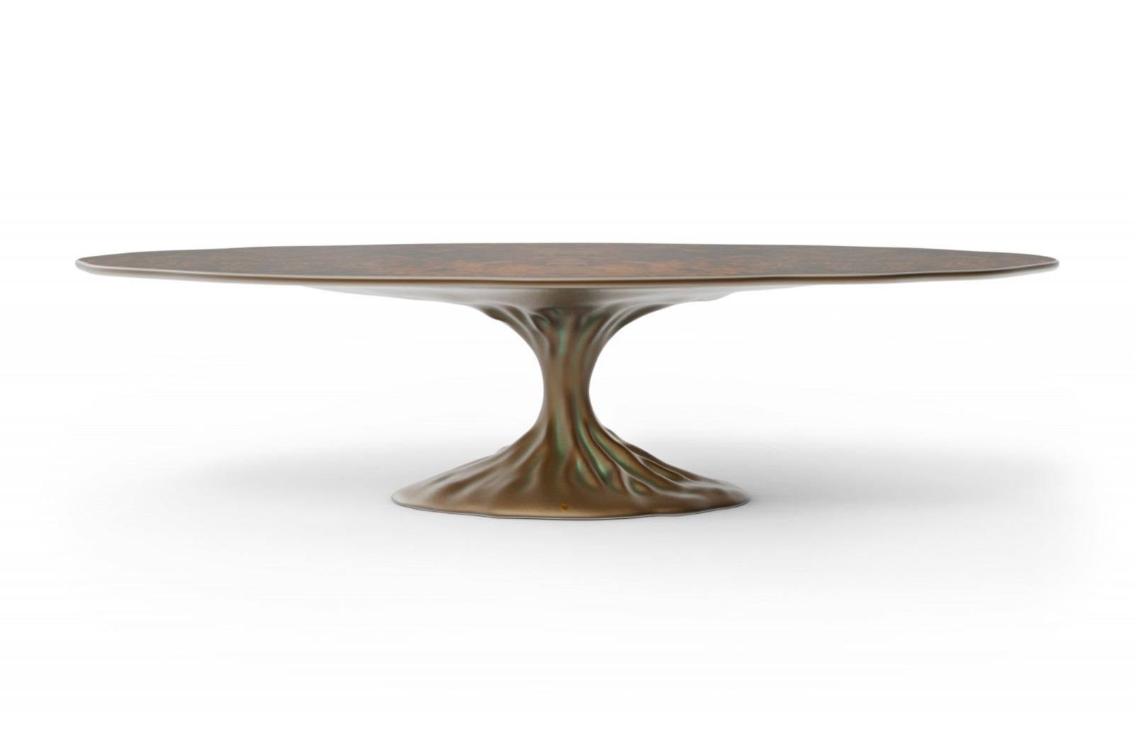 Portuguese Amazing New Design Dinner Table Walnut Root Top For Sale