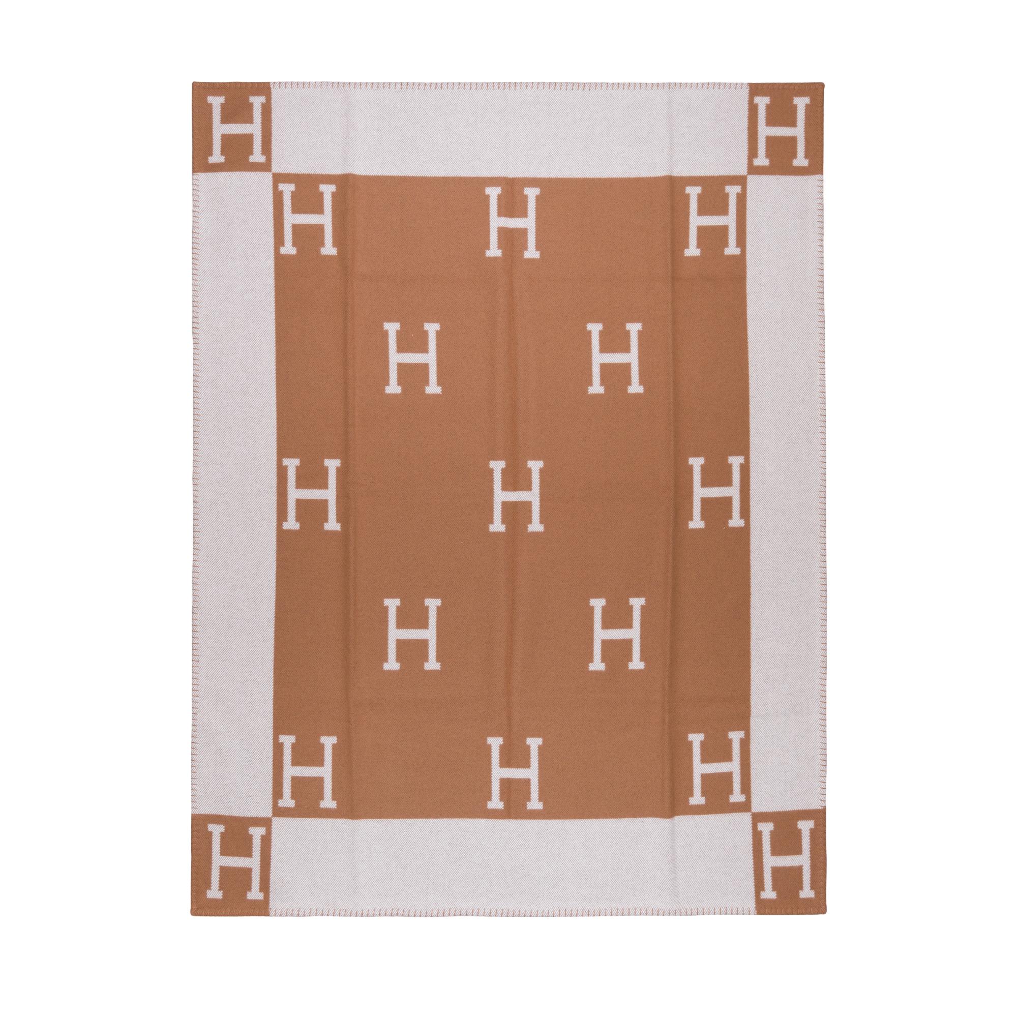 Beige Amazing New Hermès Avalon Plaid in  Merino Wool and Cashmere