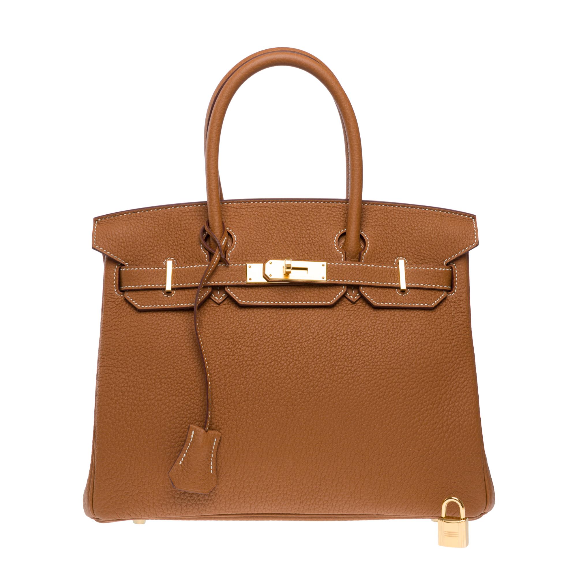 Brown Amazing New Hermès Birkin 30 handbag in Gold (Fauve) Togo Calf leather, GHW
