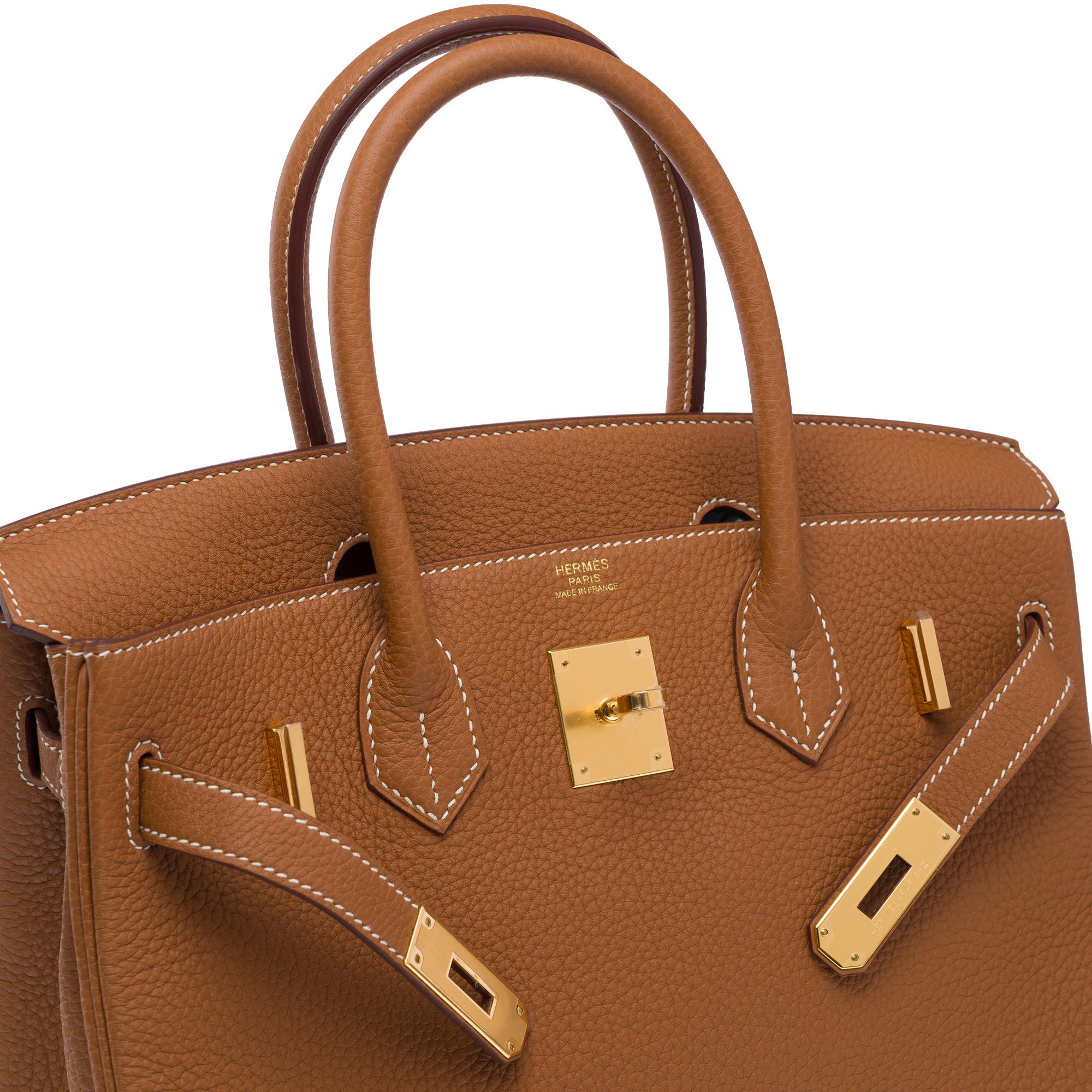 Amazing New Hermès Birkin 30 handbag in Gold (Fauve) Togo Calf leather, GHW 2