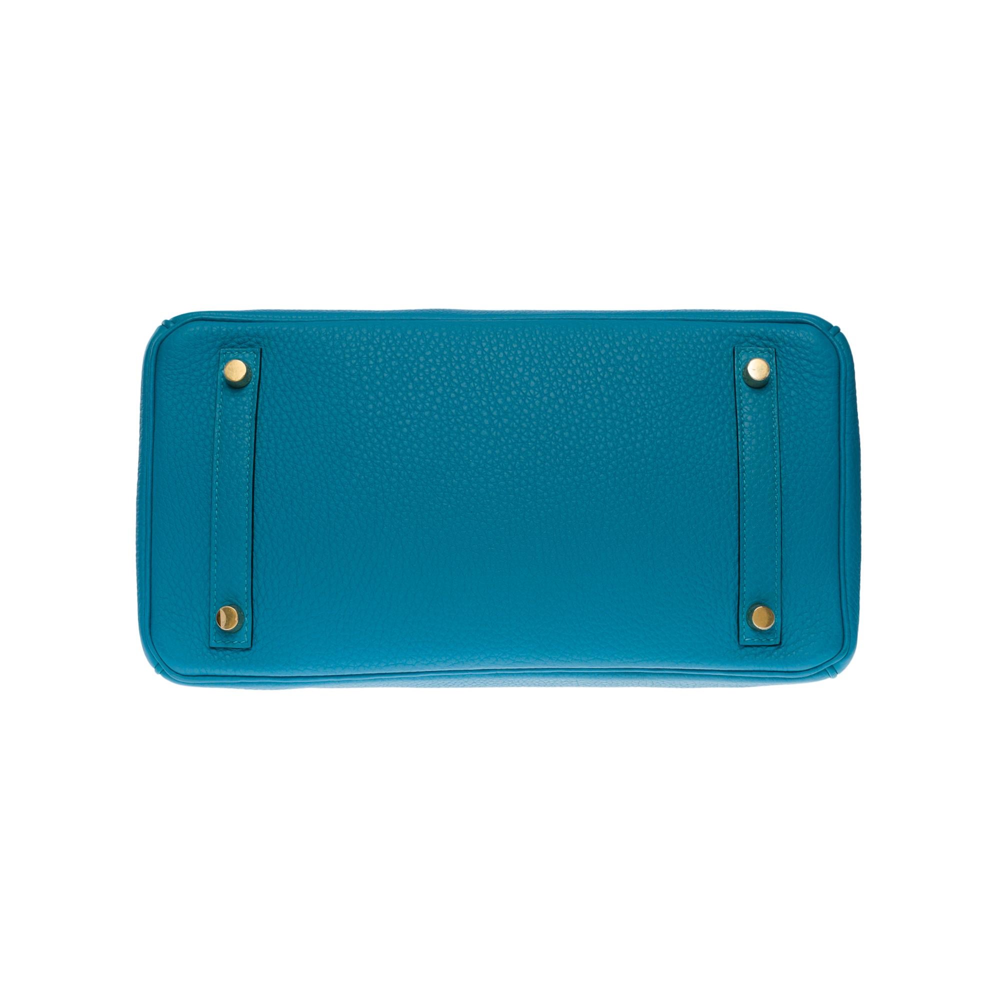 Amazing New Hermès Birkin 30 handbag in Turquoise Togo leather, GHW For Sale 4