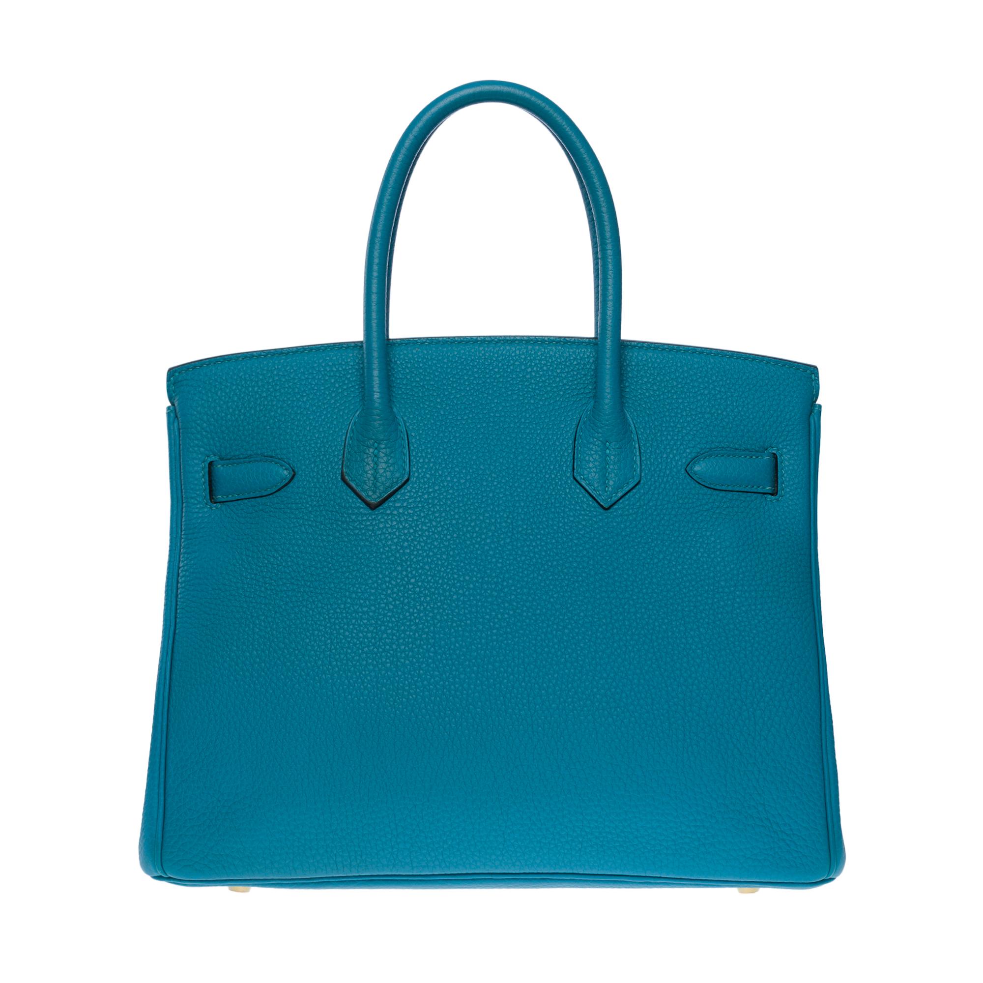 Bleu Nouveau sac à main Hermès Birkin 30 en cuir Togo turquoise, GHW en vente