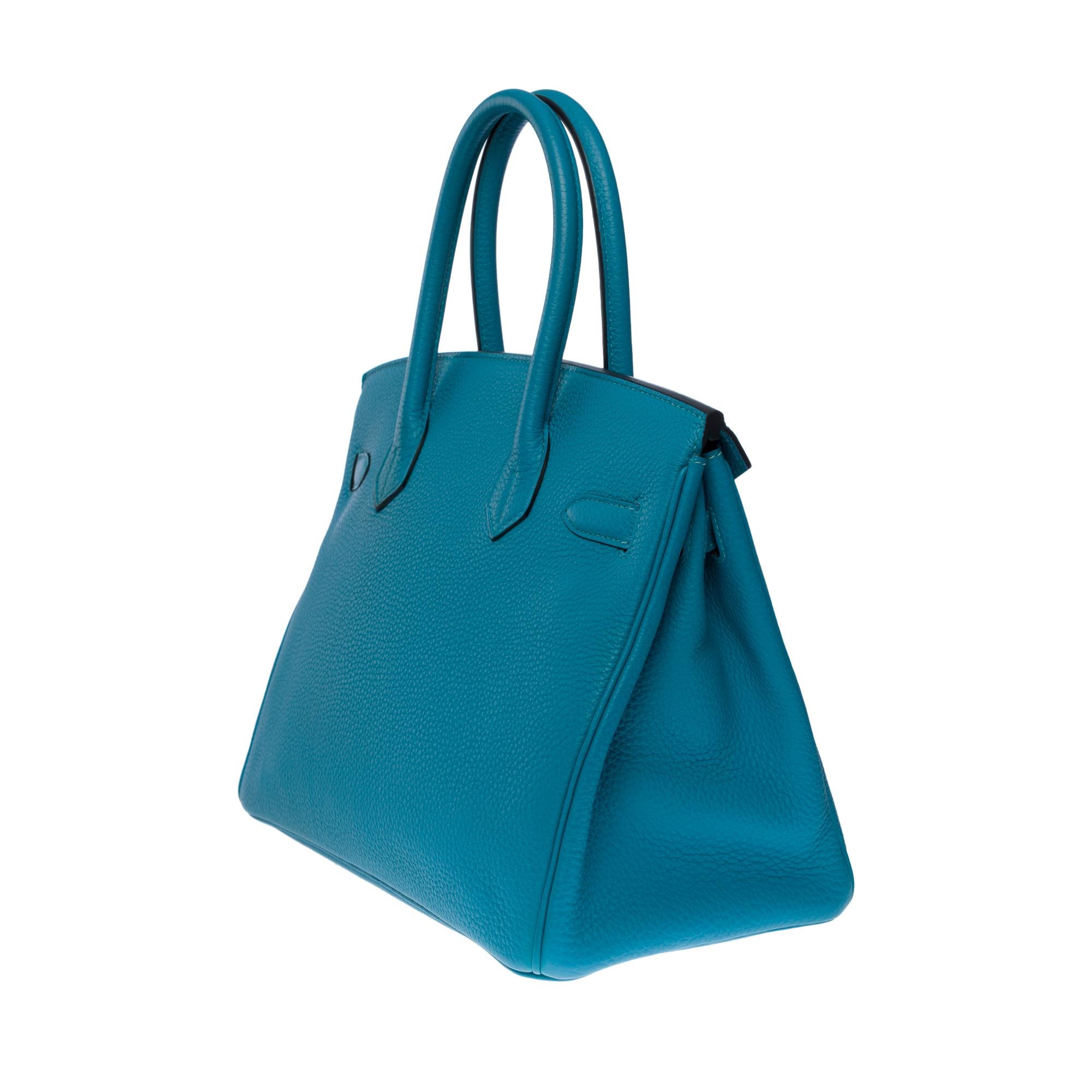 Amazing New Hermès Birkin 30 Handtasche in Türkis Togo Leder, GHW (Blau) im Angebot