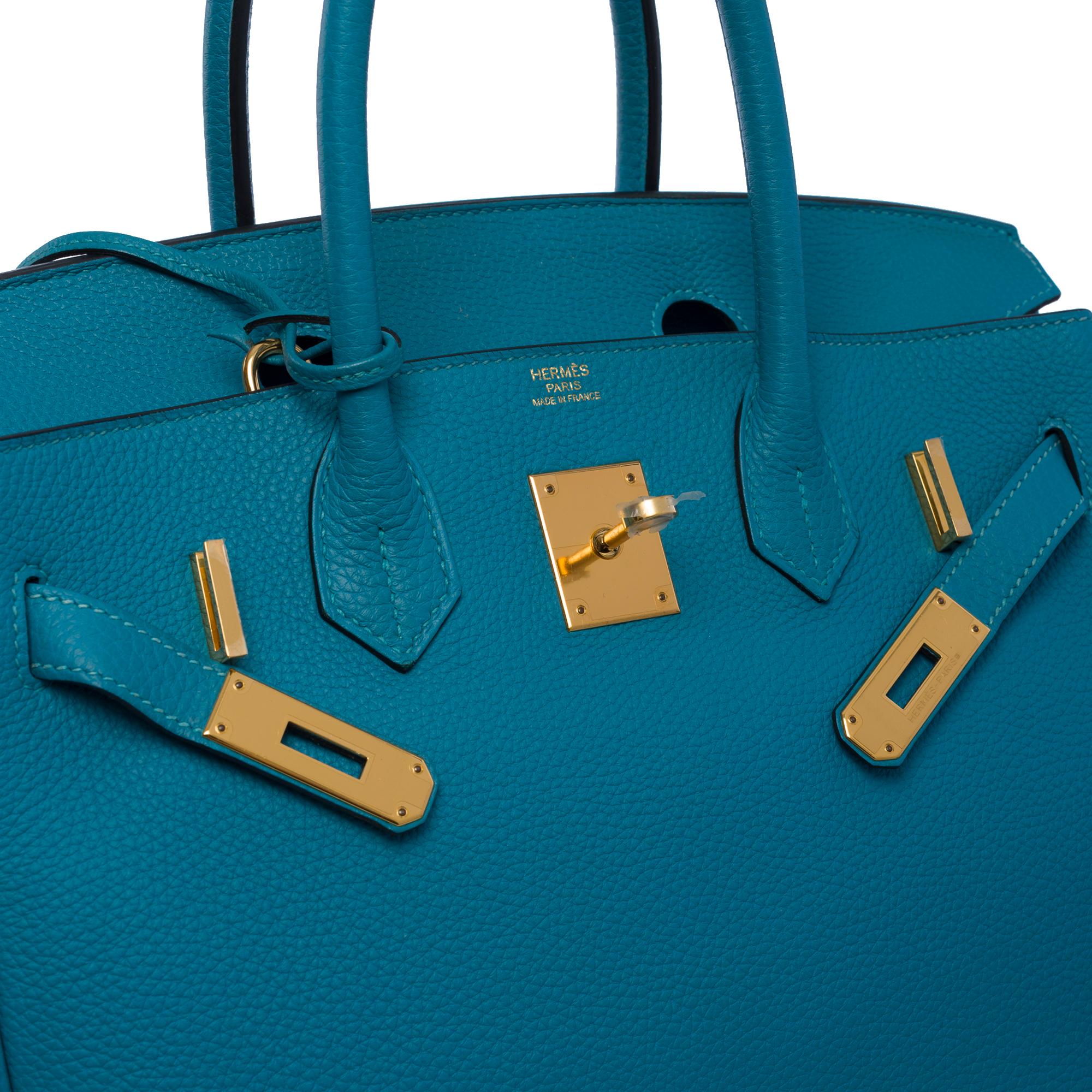 Nouveau sac à main Hermès Birkin 30 en cuir Togo turquoise, GHW en vente 1