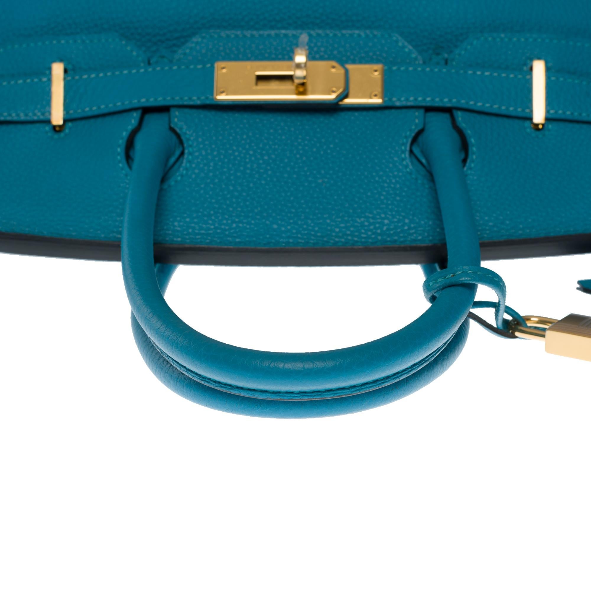 Amazing New Hermès Birkin 30 handbag in Turquoise Togo leather, GHW For Sale 3