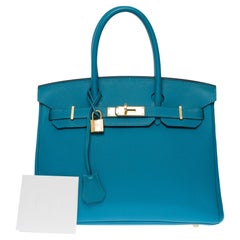 Amazing New Hermès Birkin 30 handbag in Turquoise Togo leather, GHW