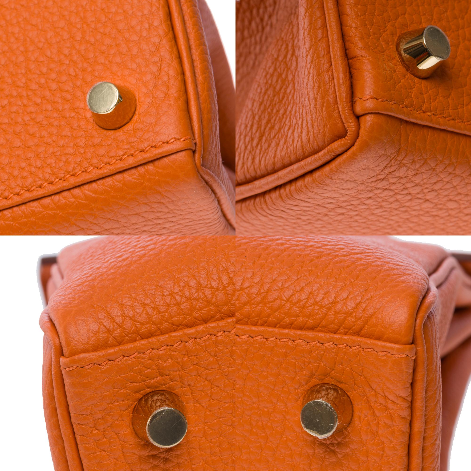 Amazing New Hermès Kelly 25 retourne handbag strap in Orange Togo leather , GHW For Sale 7