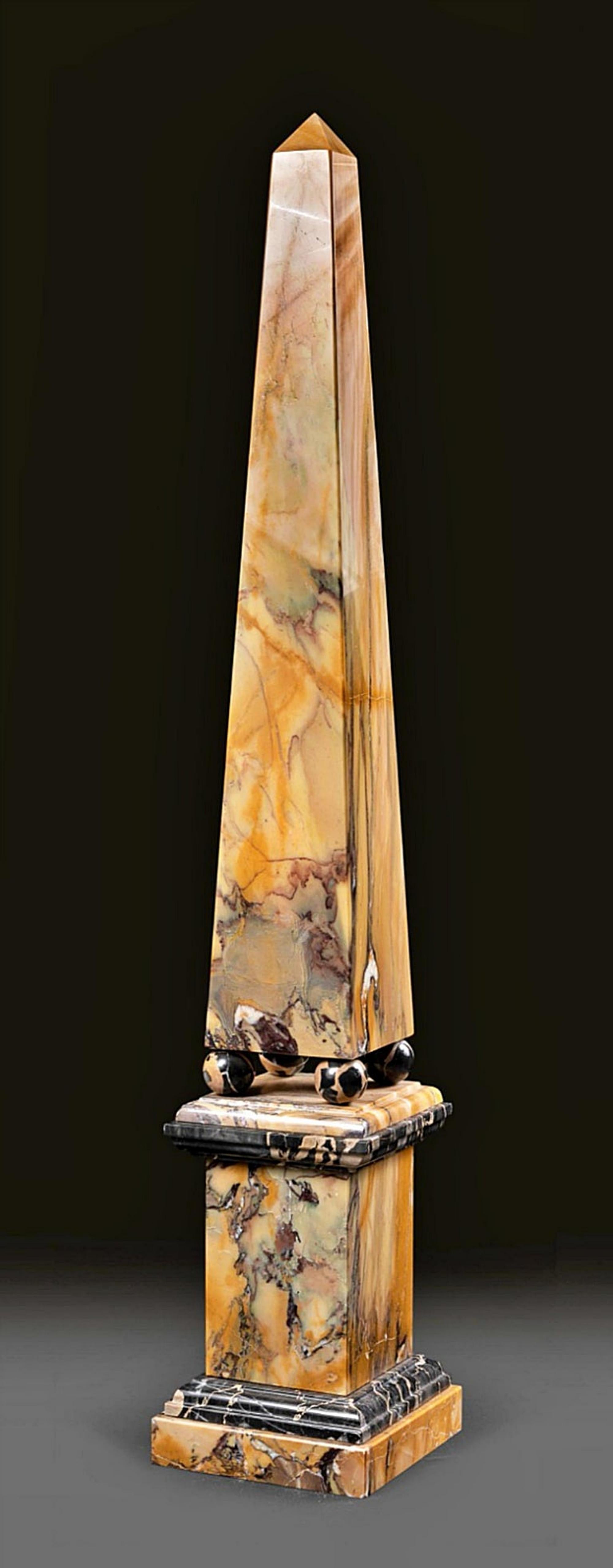 Italian Amazing Obelisk Model in Yellow Siena Marble, 19th Century