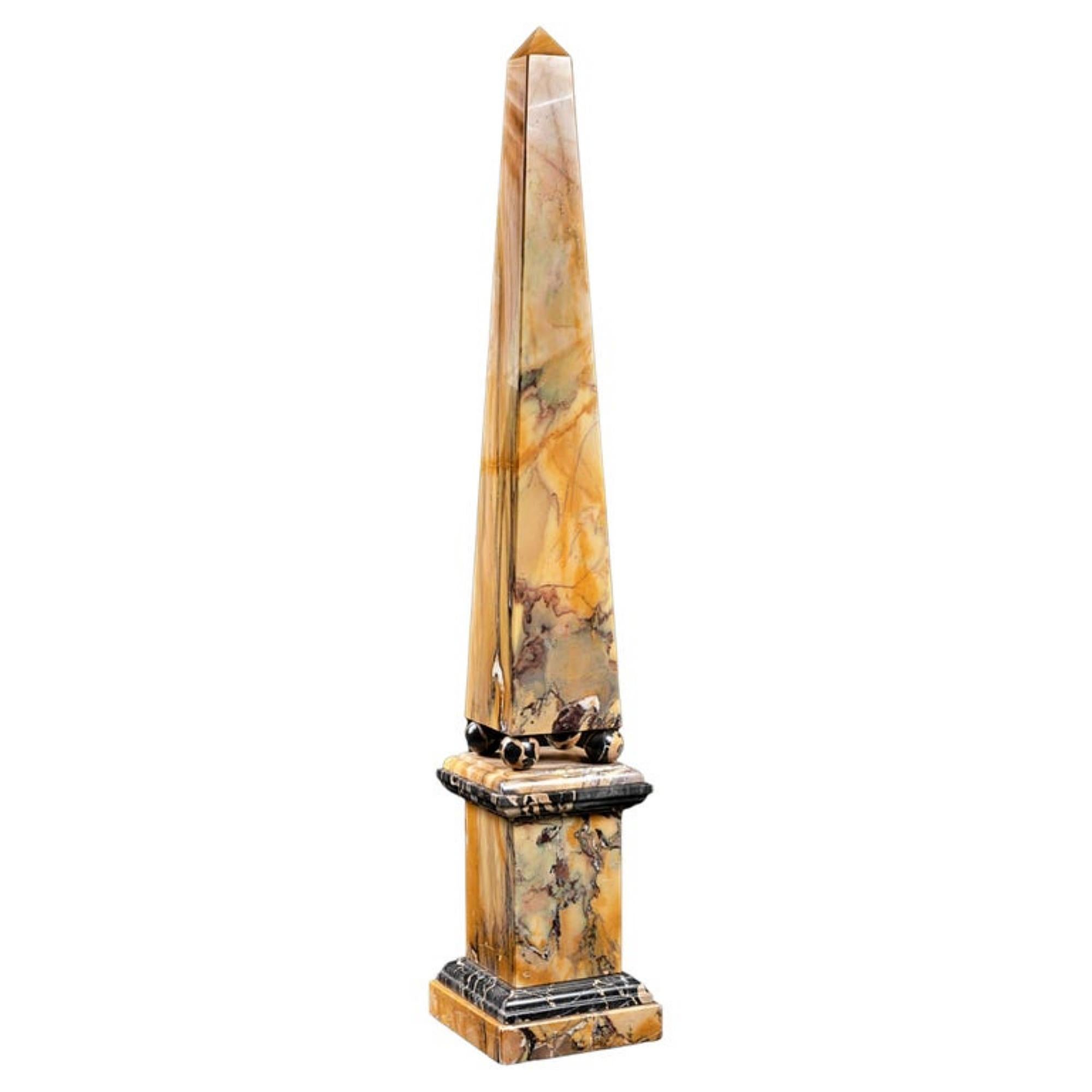 Amazing Obelisk Model in Yellow Siena Marble, 19th Century In Good Condition In Madrid, ES